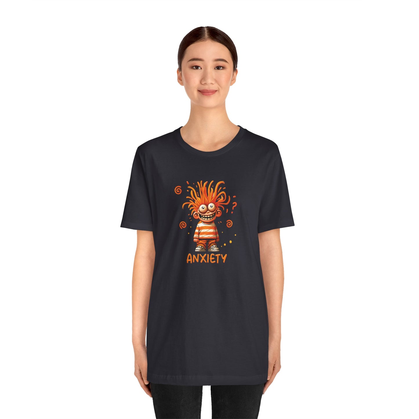 T-Shirt ANXIETY Cartoon Funny Anxiety Shirt — Mental Health Graphic Tee