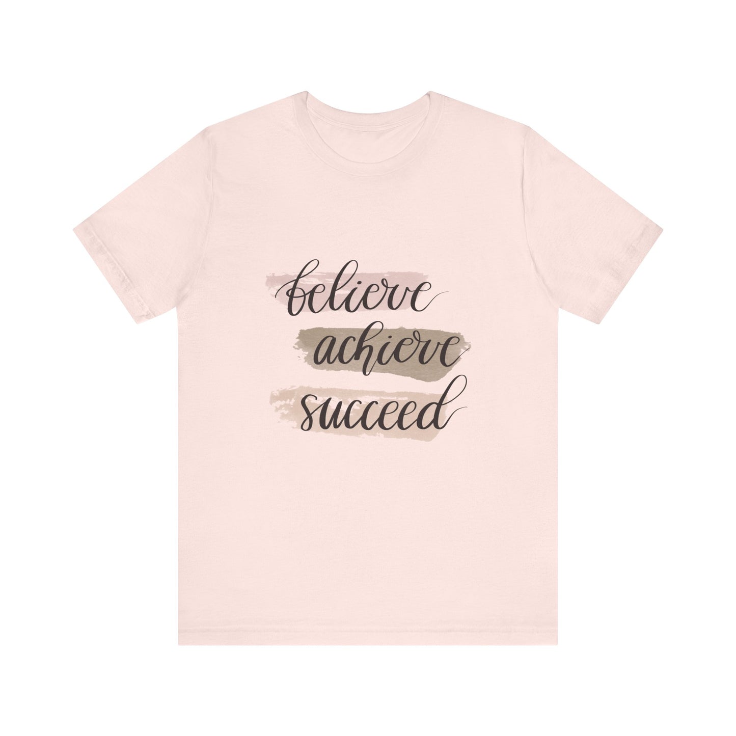 Soft Pink Inspirational T Shirts – Believe Achieve Succeed Tee for Women