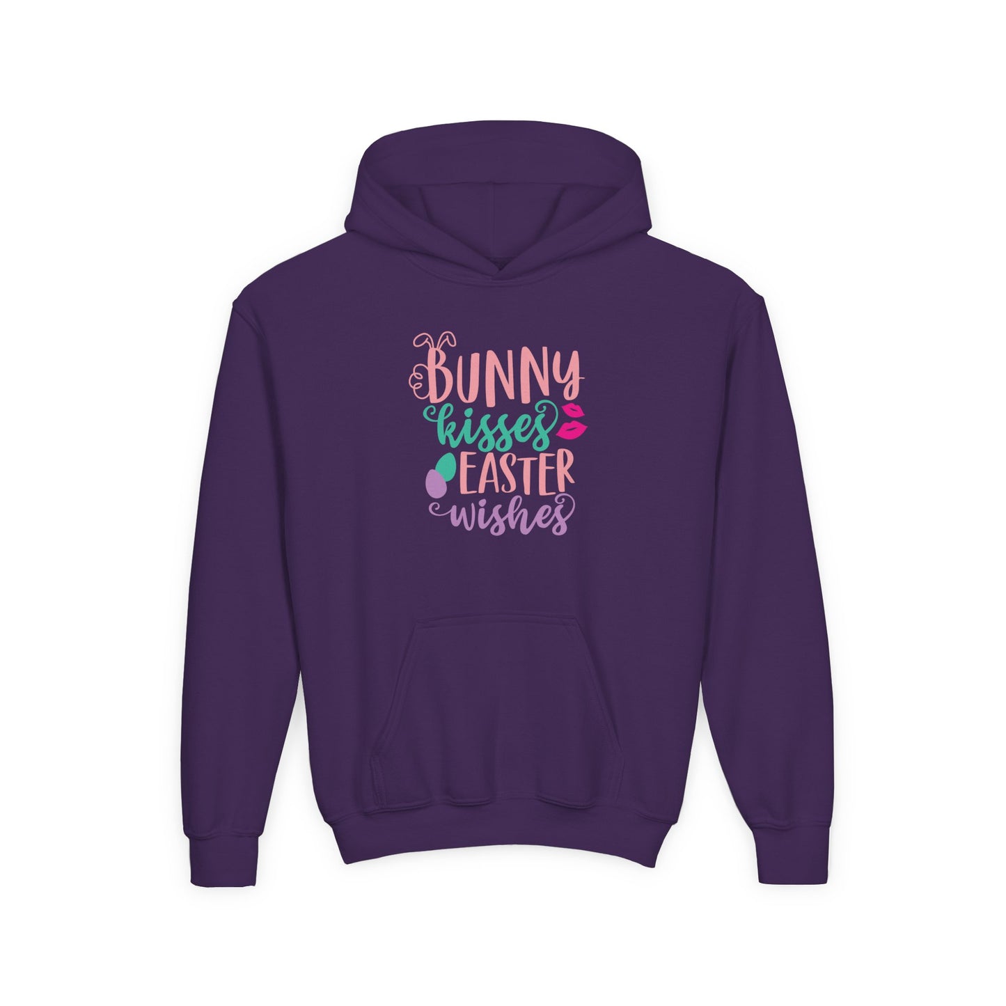 Purple Bunny Kisses & Easter Wishes Kids Hoodie | Cute Easter Hoodie