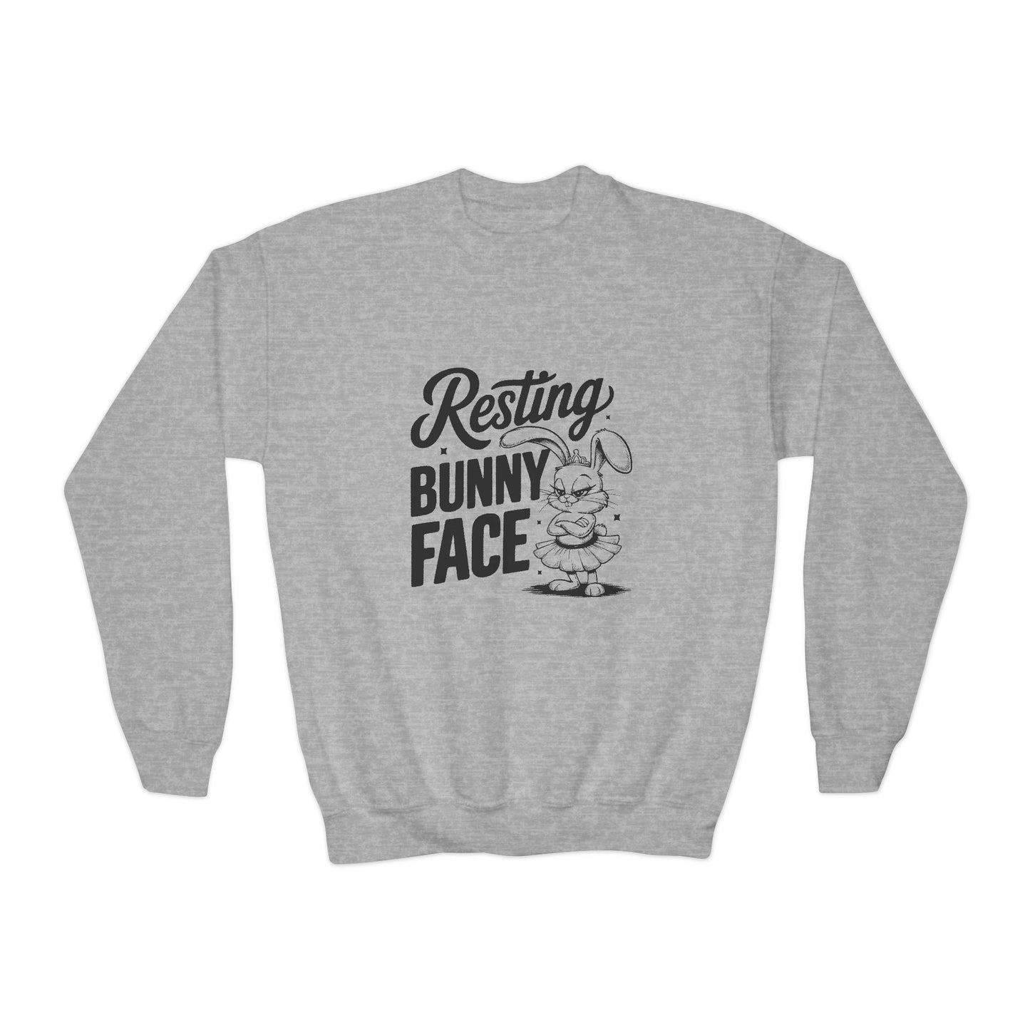 Sport Grey Resting Bunny Face Kids Sweatshirt | Funny Easter Sweatshirt