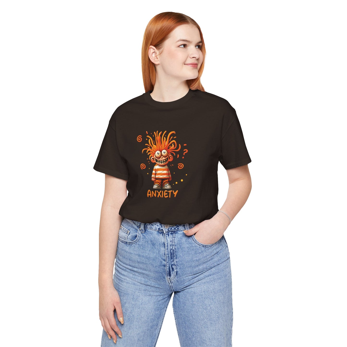 T-Shirt ANXIETY Cartoon Funny Anxiety Shirt — Mental Health Graphic Tee