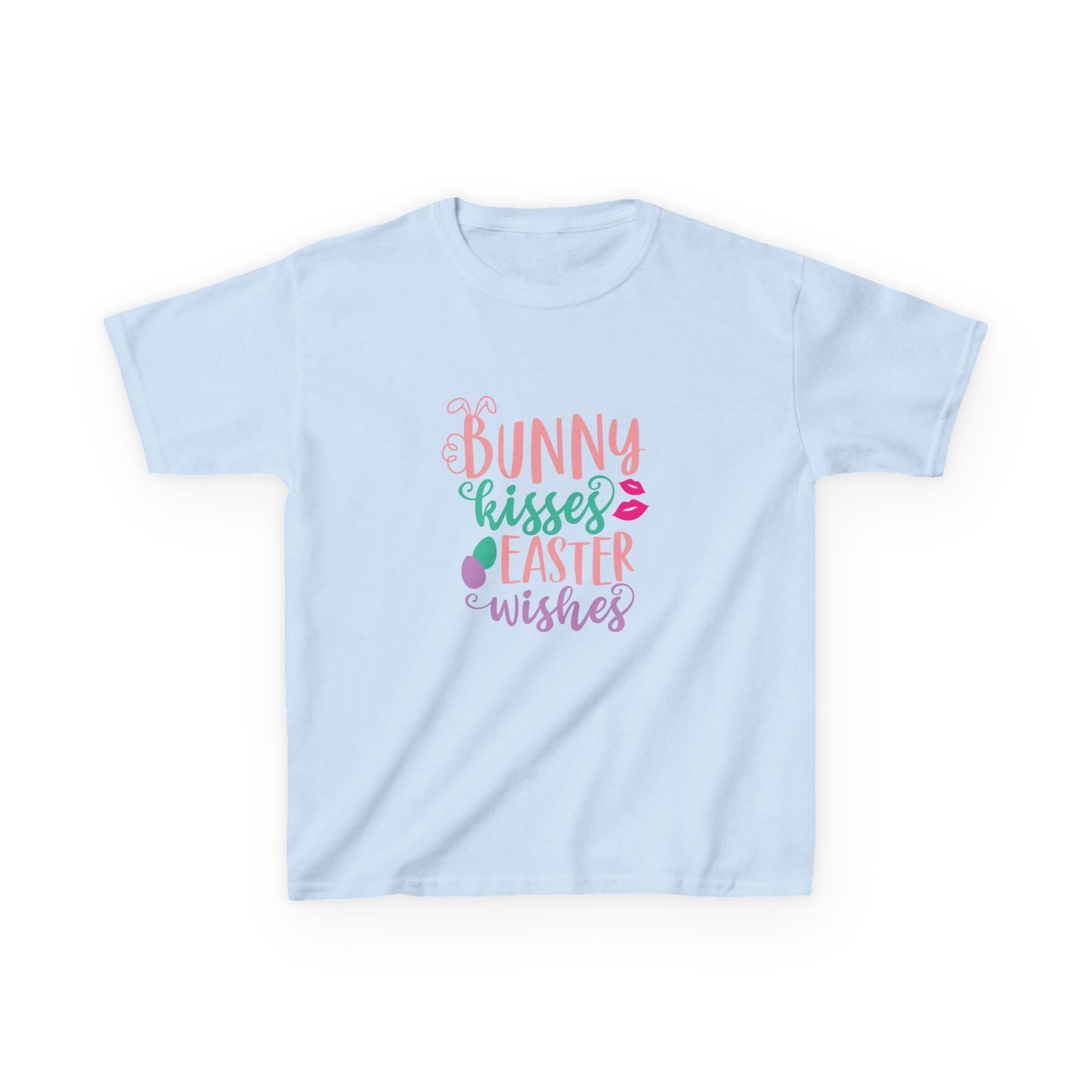 Light Blue Bunny Kisses & Easter Wishes Kids Easter Shirt | Cute Easter Tee