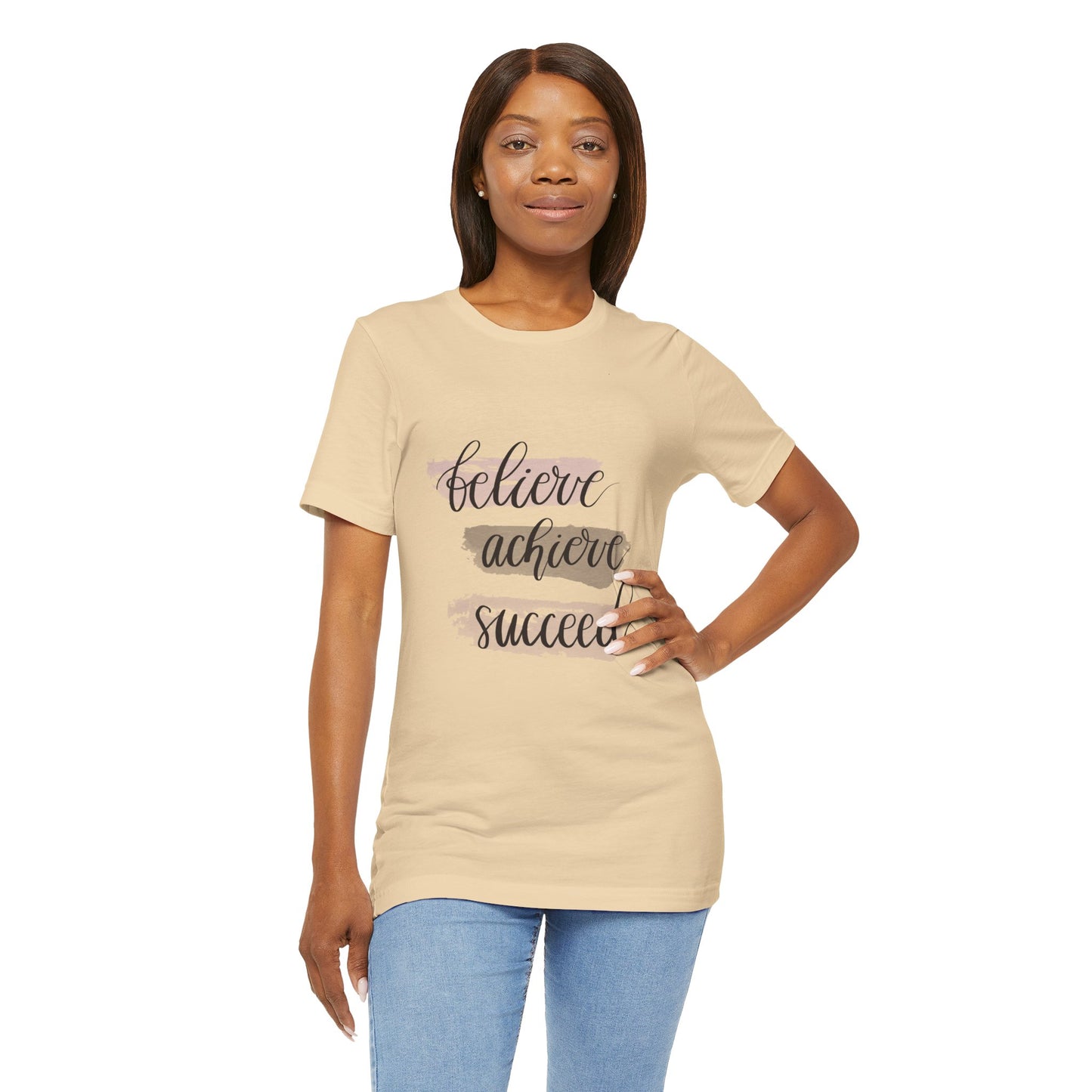 Inspirational T Shirts – Believe Achieve Succeed Tee for Women