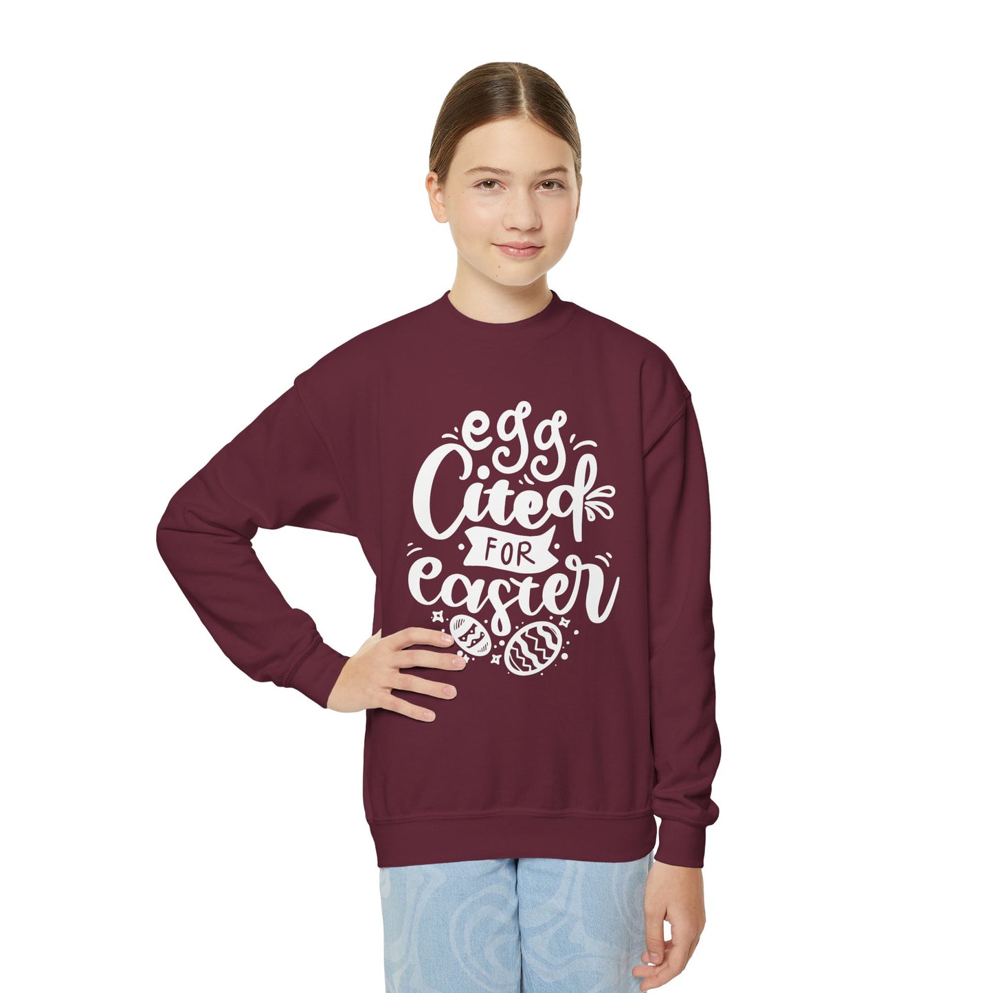 Egg-cited for Easter Kids Sweatshirt | Funny Easter Sweatshirt