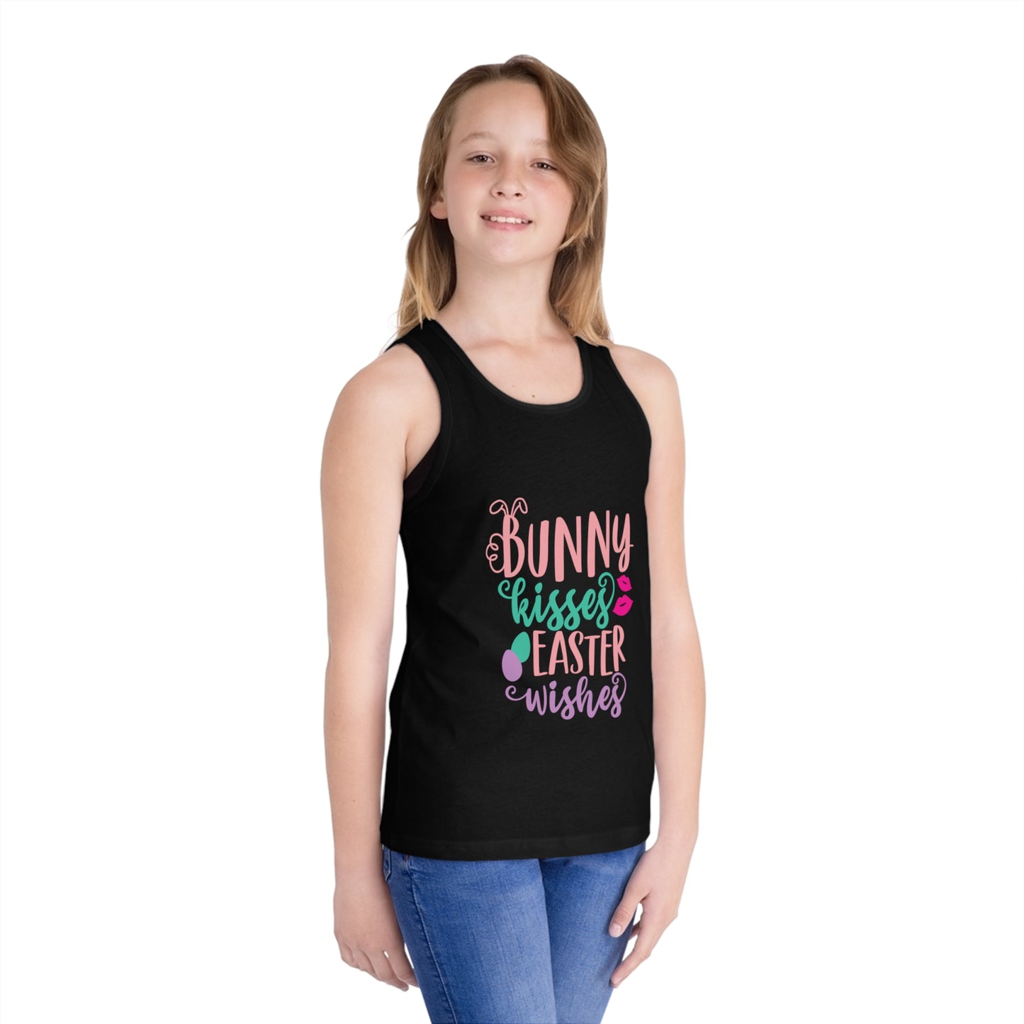 Kids clothes Cute Easter Shirt for Kids – Bunny Kisses & Easter Wishes Tank