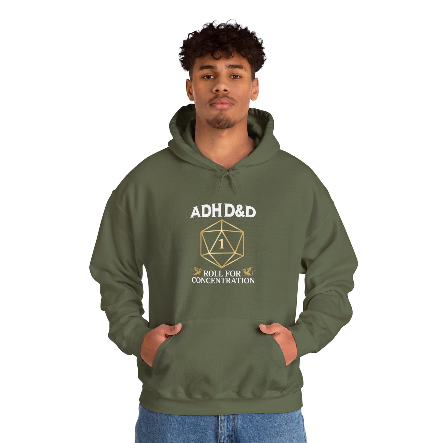 Hoodie ADHD&D Roll for Concentration Hoodie – Funny ADHD Graphic Hoodie