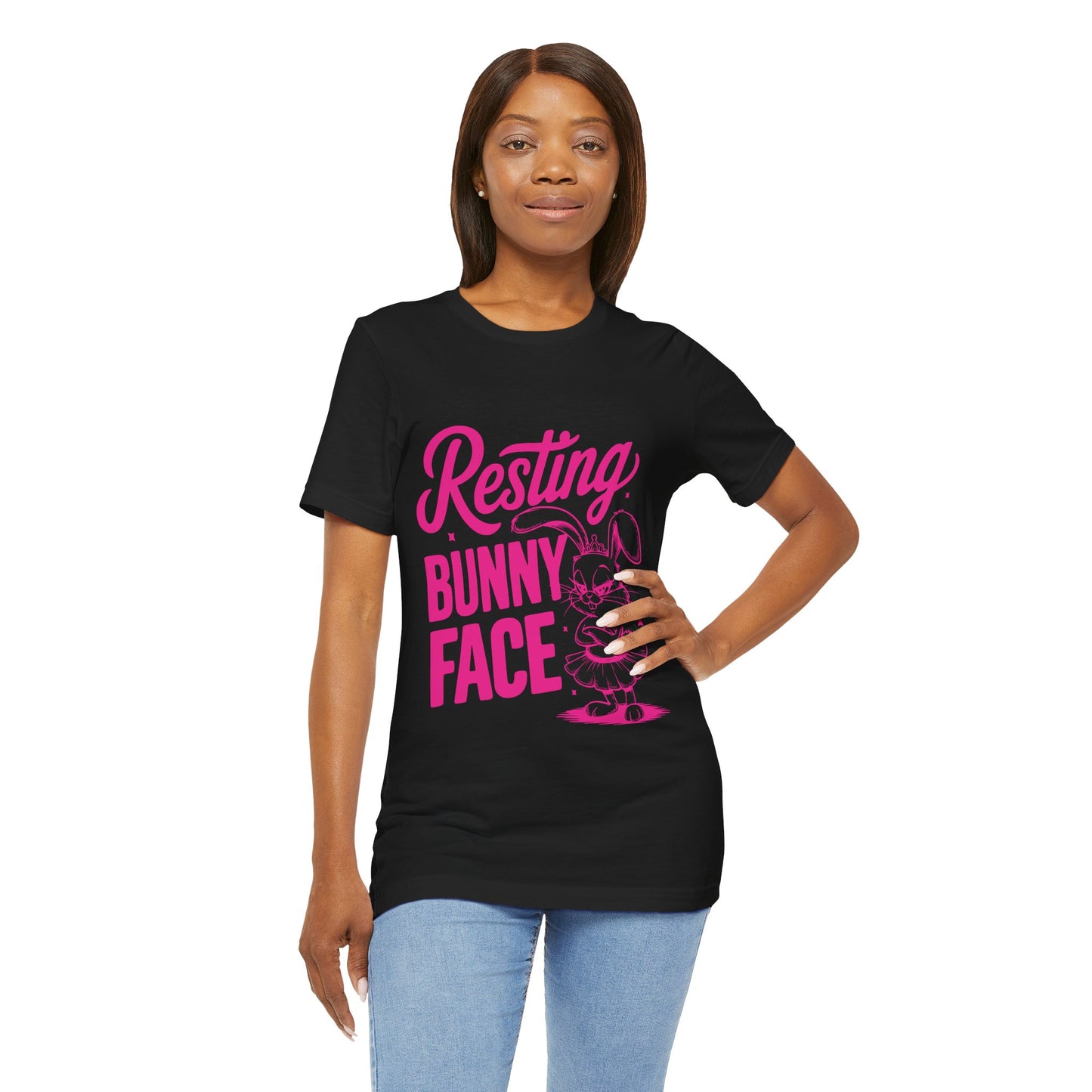 Funny Easter Shirt | Resting Bunny Face Women's Tee – Sarcastic & Trendy