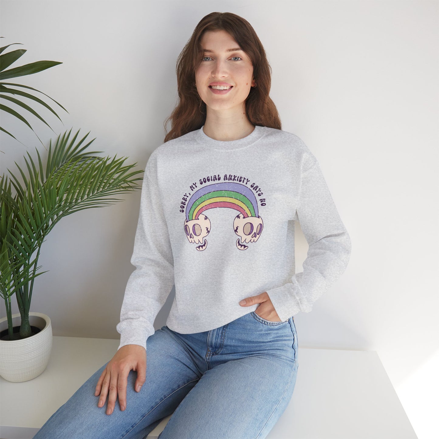 Sweatshirt Sorry My Social Anxiety Says No - Gothic-Inspired Anxiety Sweatshirt