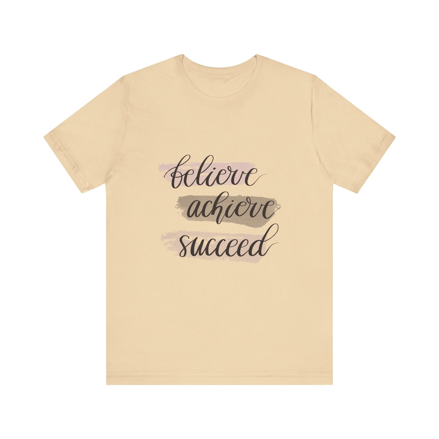 Soft Cream Inspirational T Shirts – Believe Achieve Succeed Tee for Women