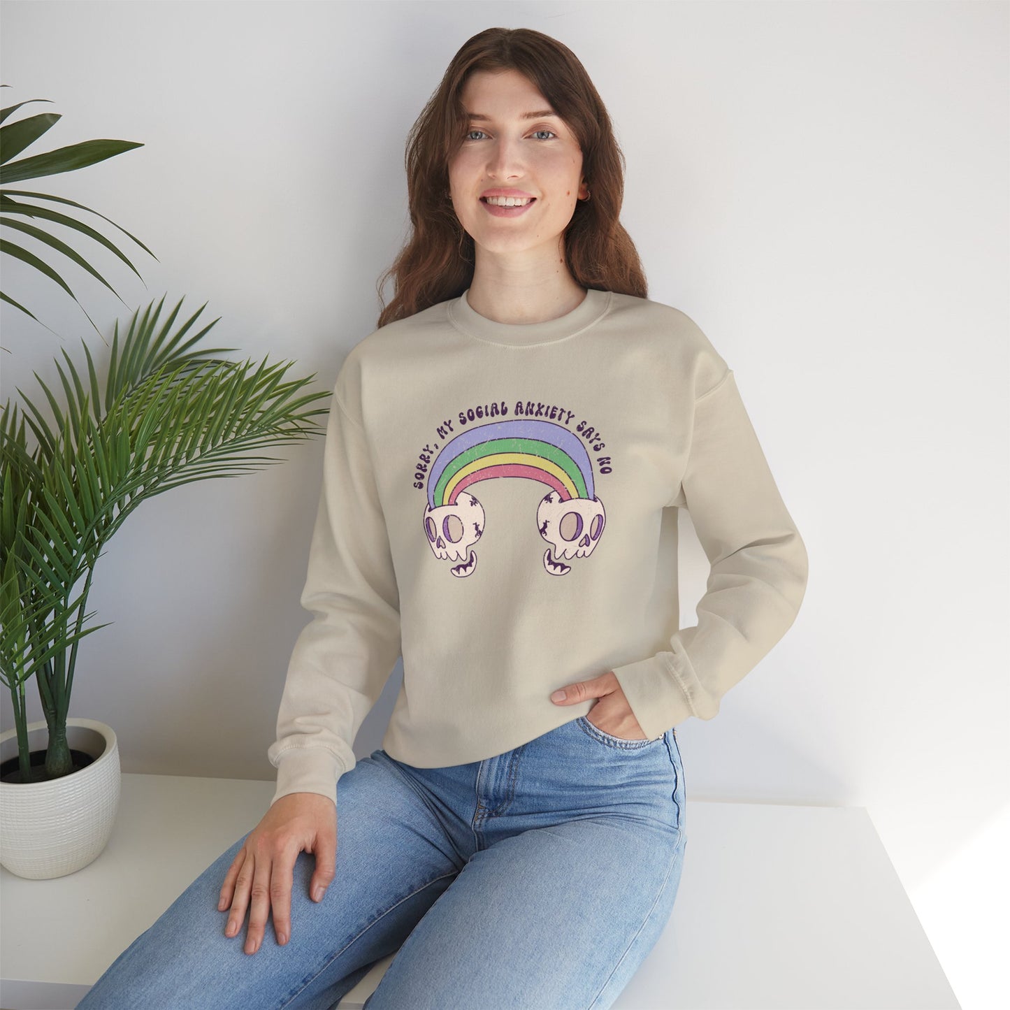 Sweatshirt Sorry My Social Anxiety Says No - Gothic-Inspired Anxiety Sweatshirt