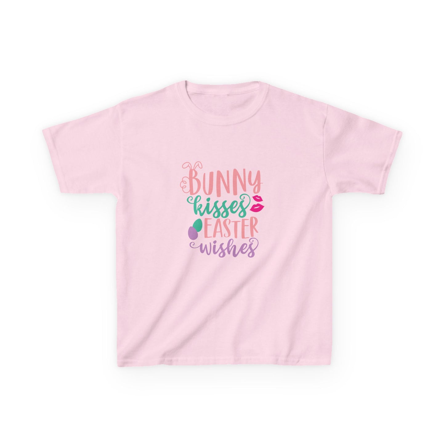 Light Pink Bunny Kisses & Easter Wishes Kids Easter Shirt | Cute Easter Tee