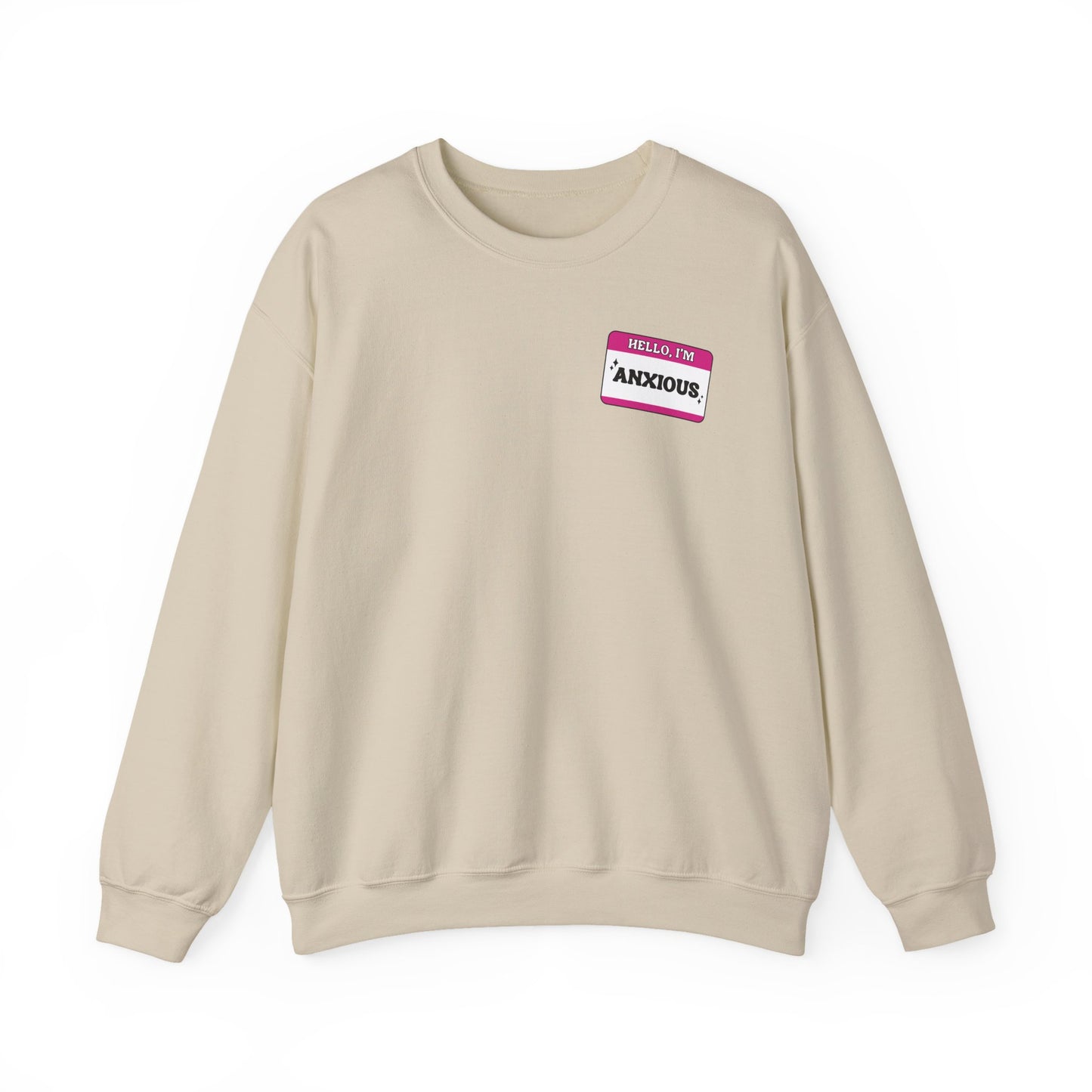 Sweatshirt Hello, I'm Anxious Nametag Sweatshirt for Socially Anxious Women