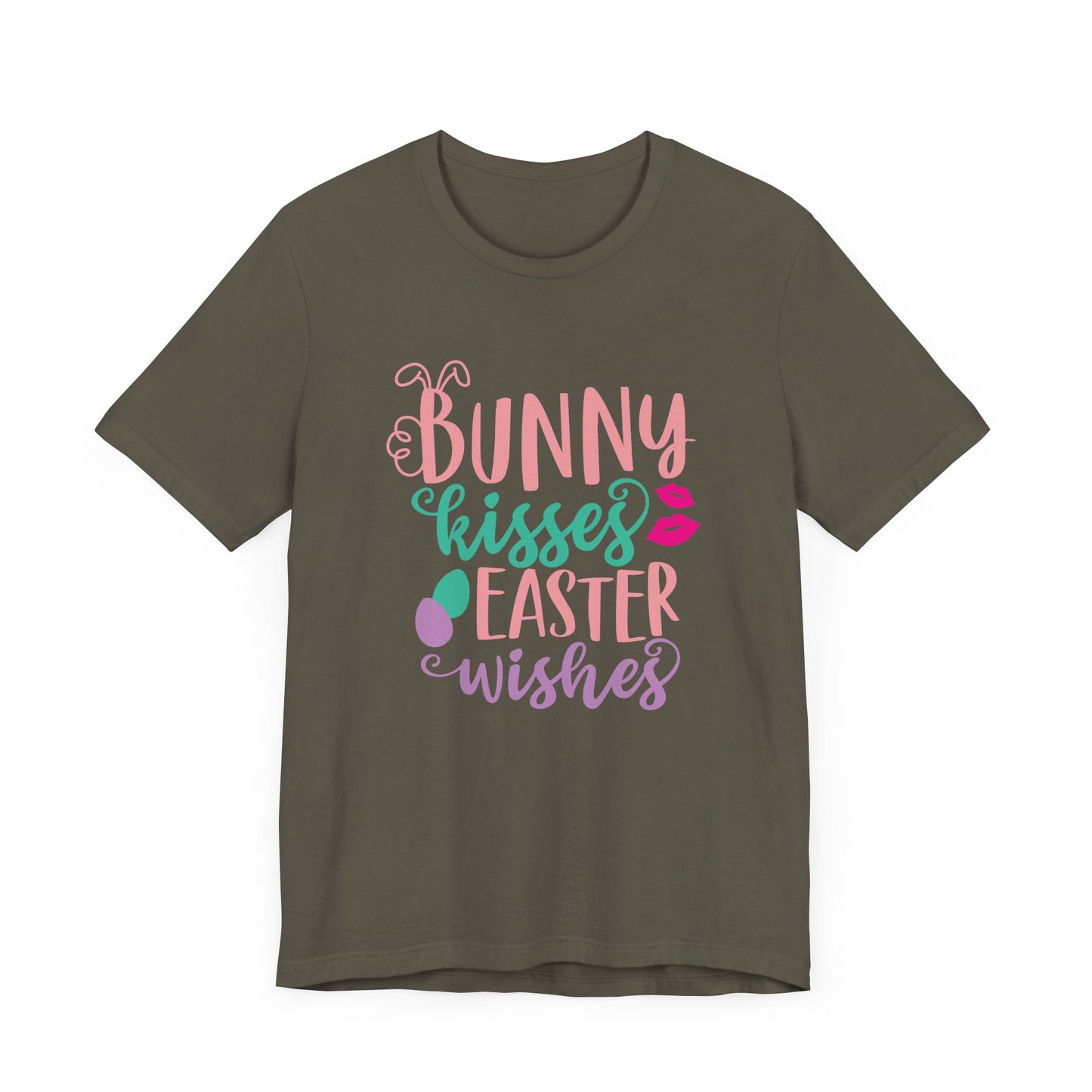 Cute Easter Shirt – Bunny Kisses & Easter Wishes Tee for Women | Family Easter Tee