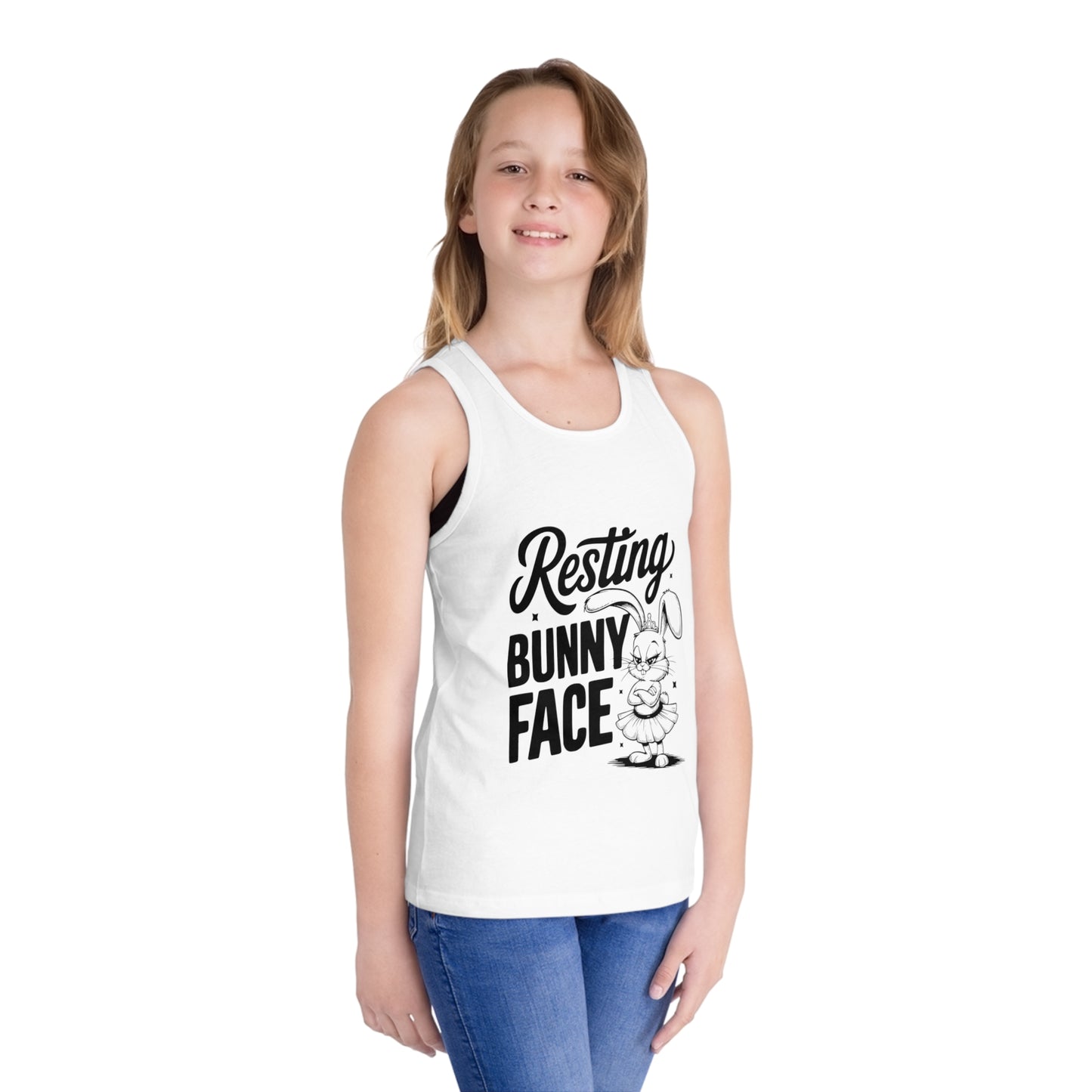 Kids clothes Funny Easter Shirt for Kids – Resting Bunny Face Tank Top