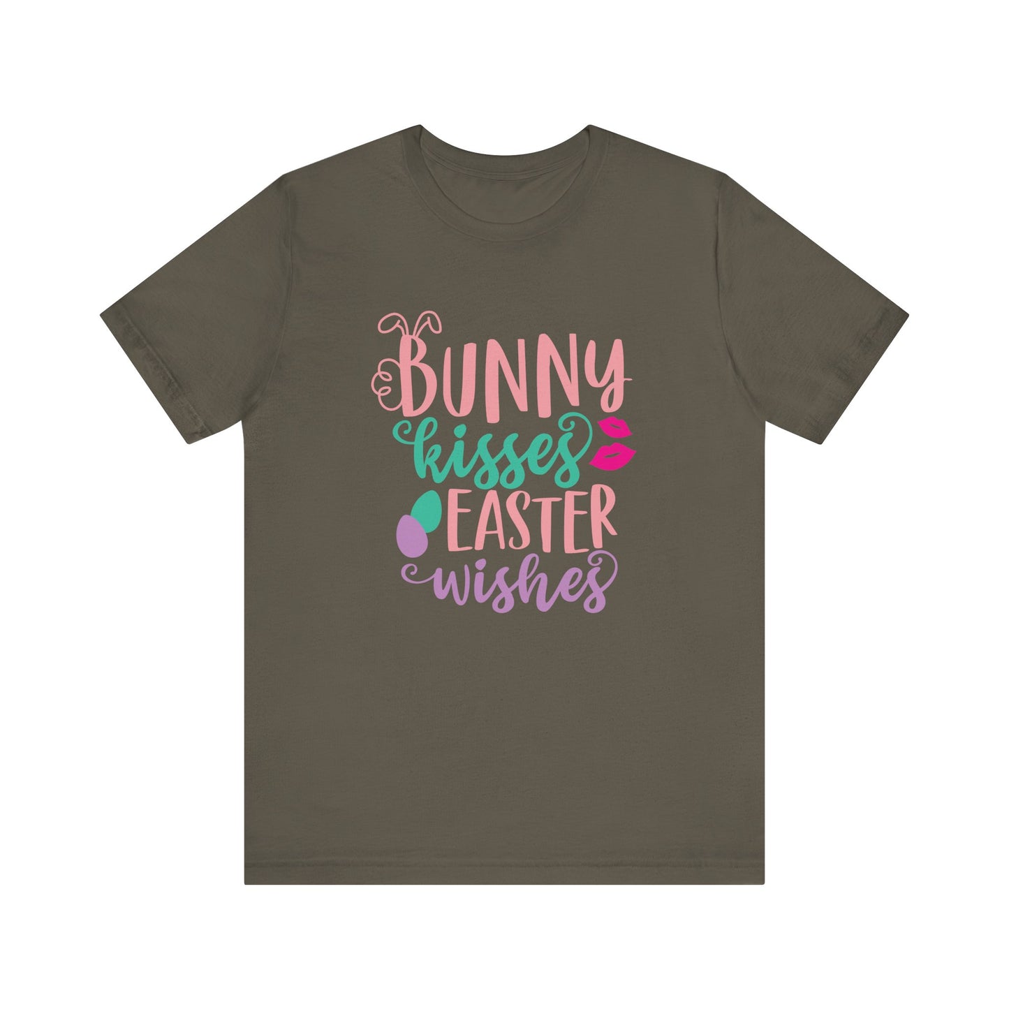 Army Cute Easter Shirt – Bunny Kisses & Easter Wishes Tee for Women | Family Easter Tee
