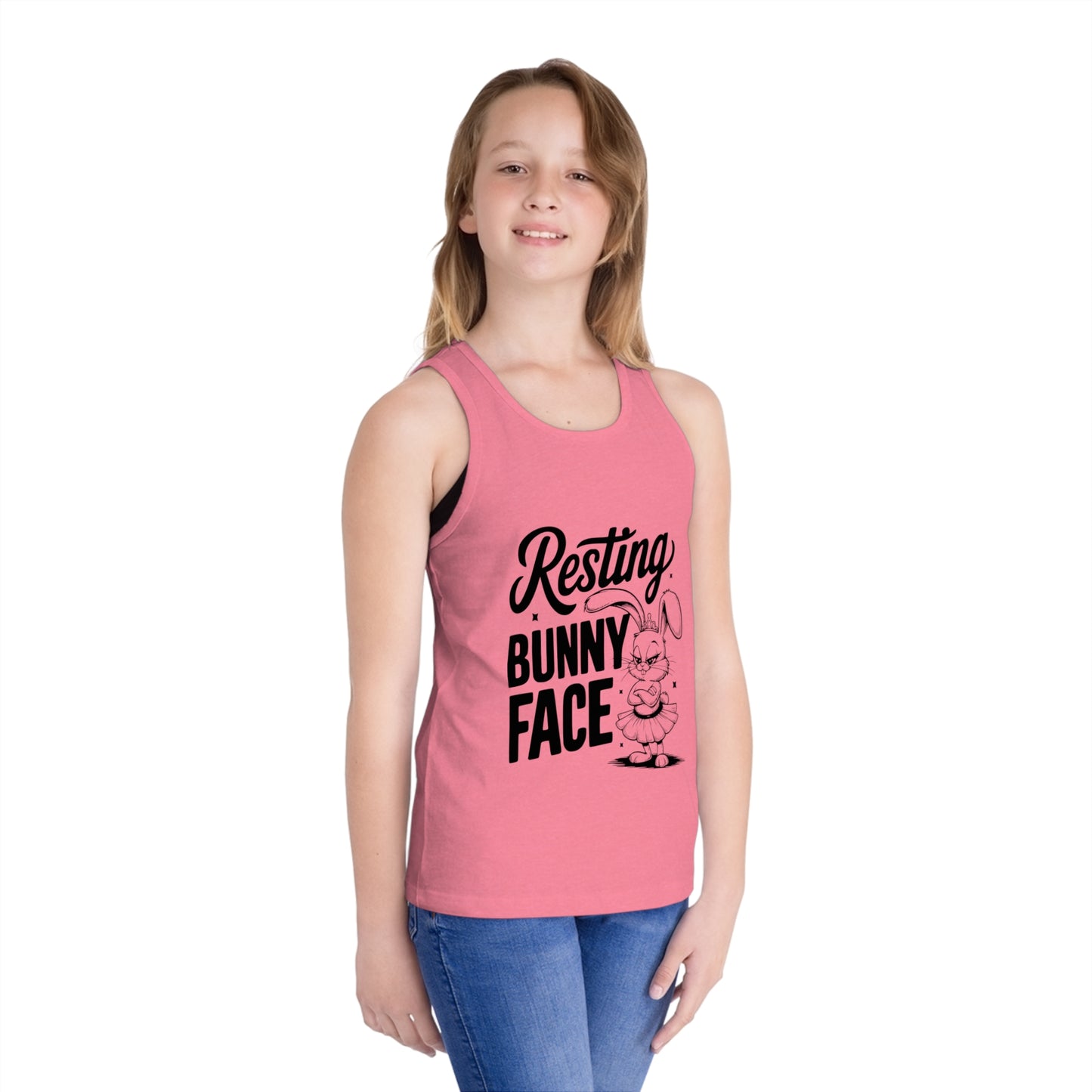 Kids clothes Funny Easter Shirt for Kids – Resting Bunny Face Tank Top