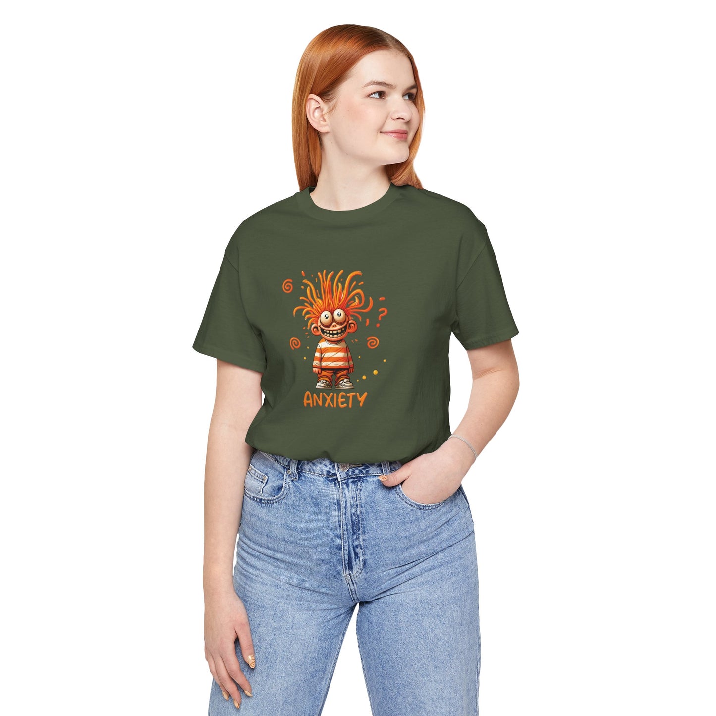 T-Shirt ANXIETY Cartoon Funny Anxiety Shirt — Mental Health Graphic Tee