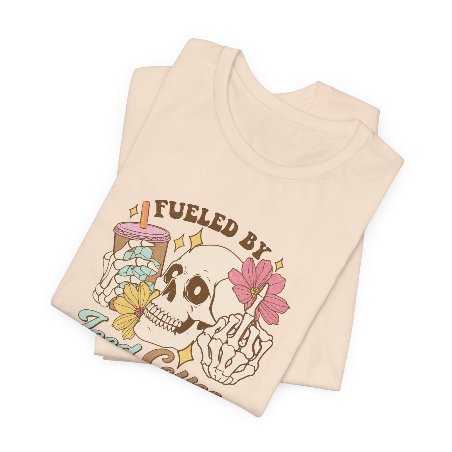 T-Shirt Fueled by Iced Coffee & Anxiety Shirt – Funny Anxiety Graphic Tee