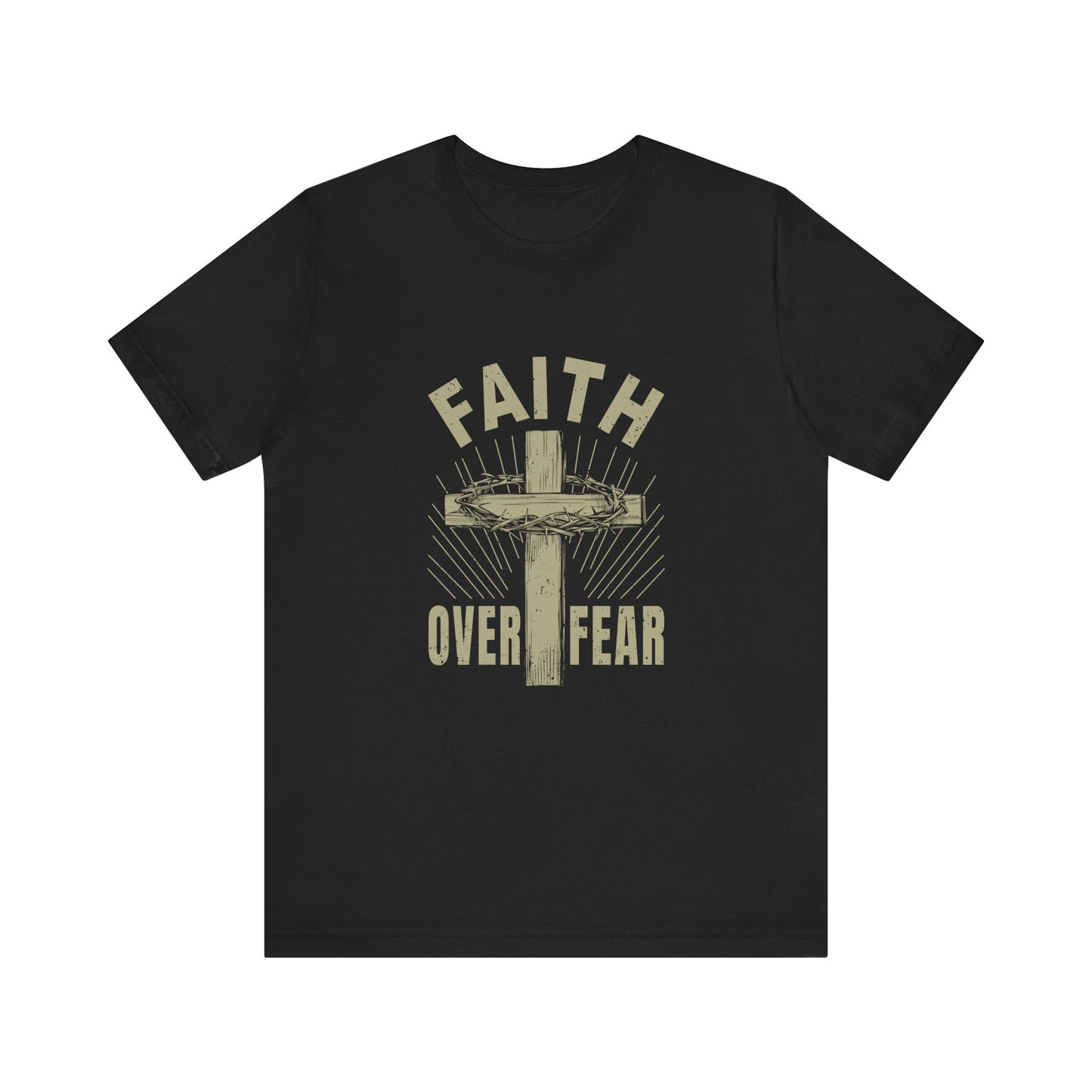 Black Empowering Message Tee – Faith Over Fear Shirt for Men & Women