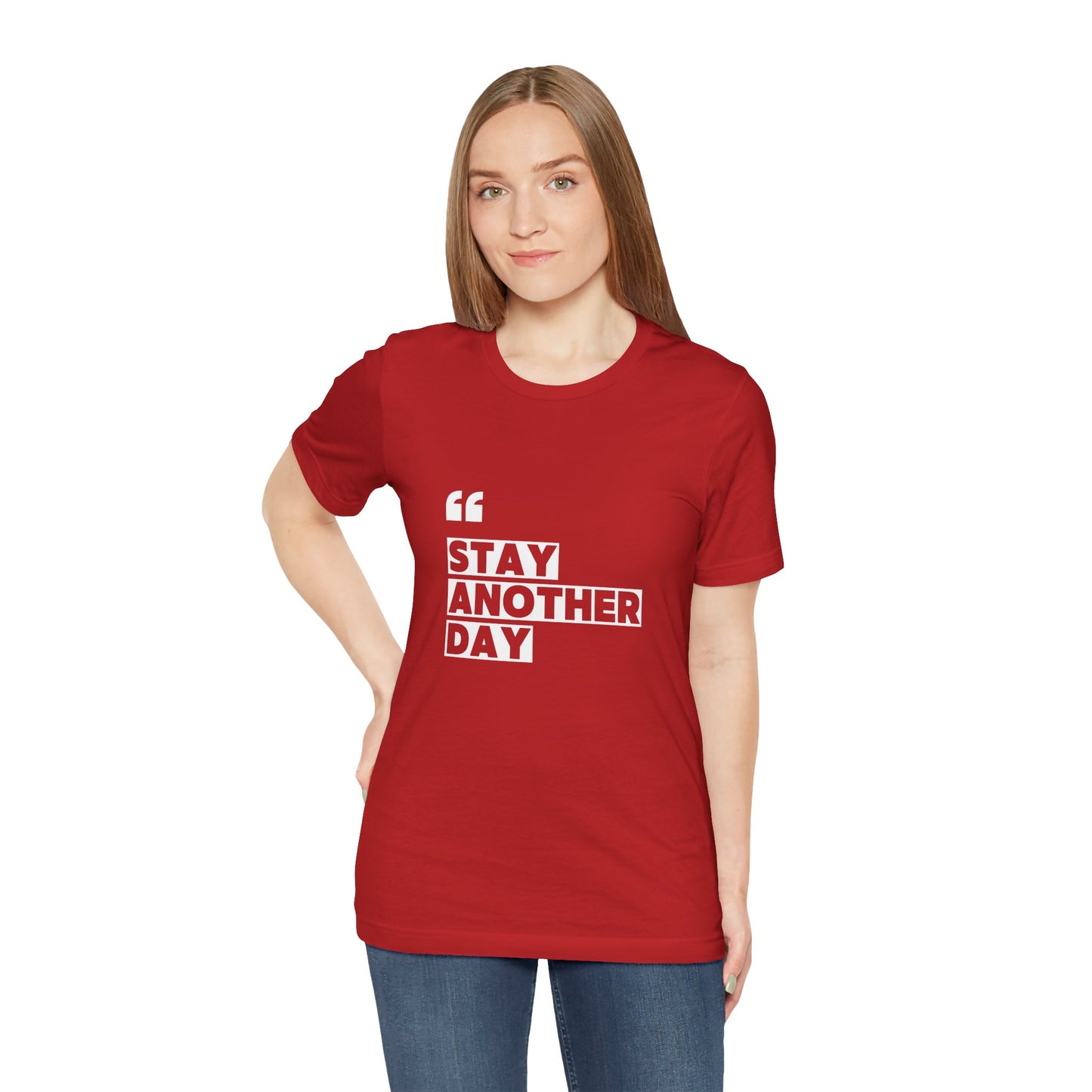 Stay Another Day – Red Stay Another Day T Shirt for Suicide Prevention