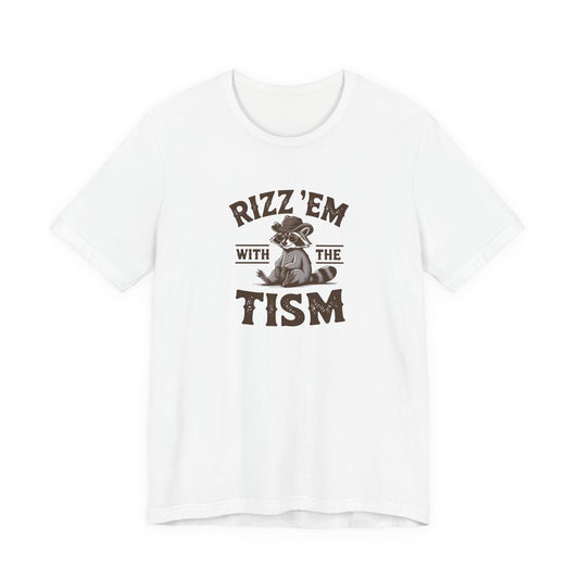 T-Shirt Rizz 'Em with the Tism Funny Raccoon Autism T Shirt for Young Adults