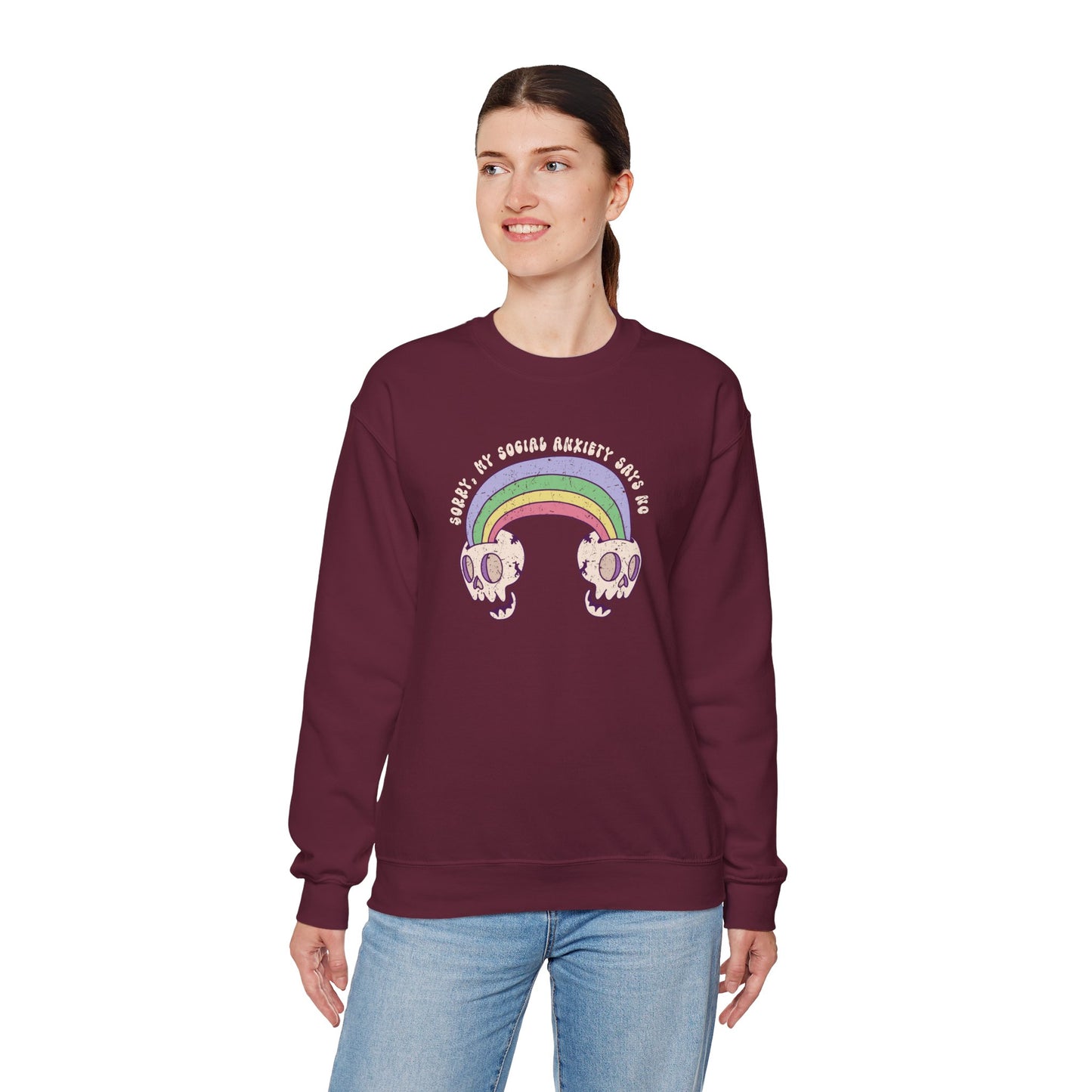Sweatshirt Sorry My Social Anxiety Says No - Gothic-Inspired Anxiety Sweatshirt
