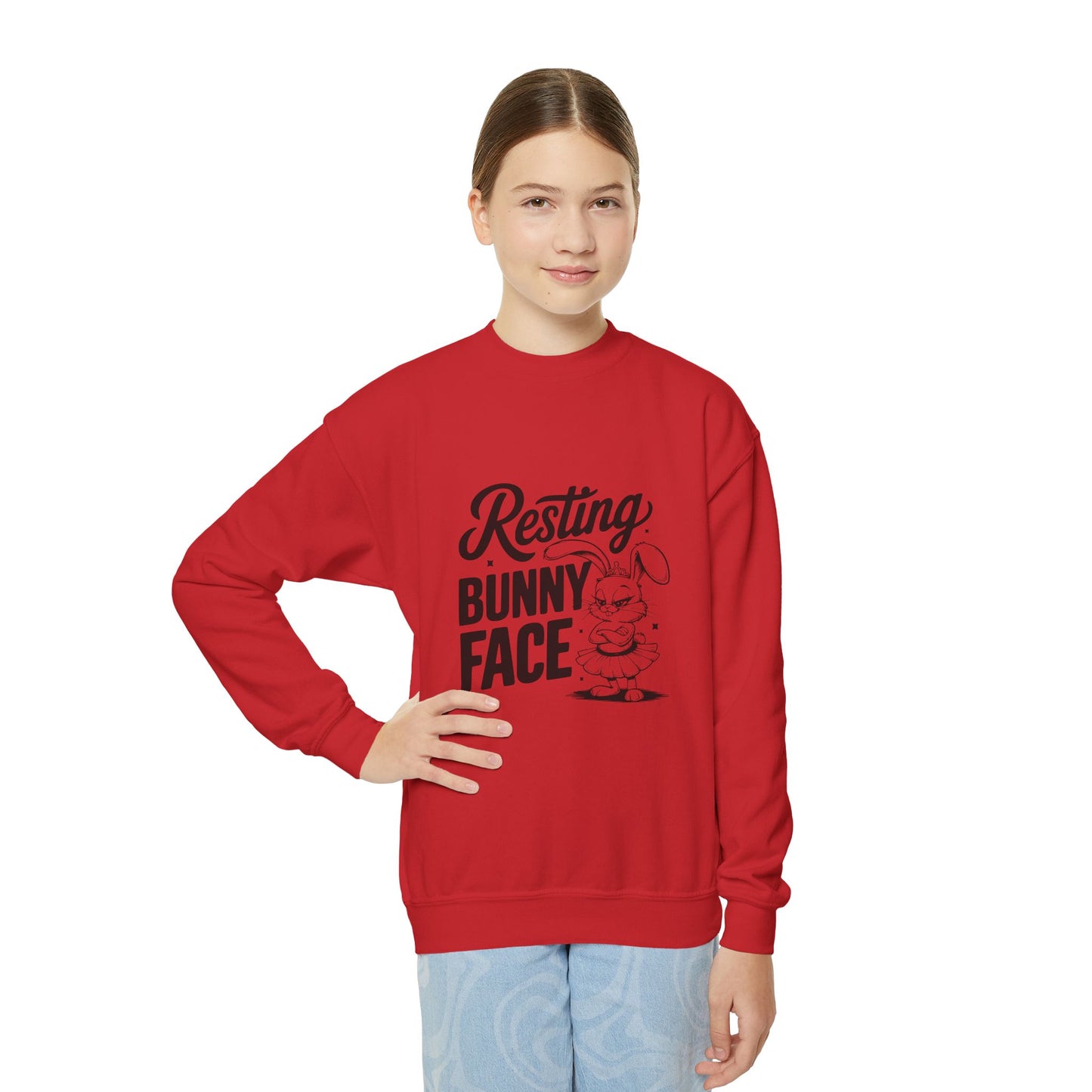 Resting Bunny Face Kids Sweatshirt | Funny Easter Sweatshirt