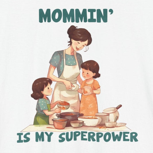 T-Shirt Mommin’ Is My Superpower – Positive Motherhood Messages Tee