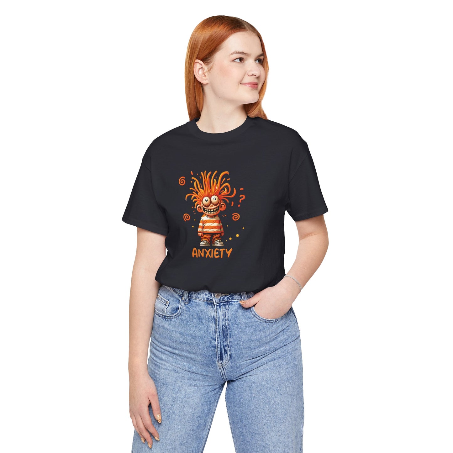 T-Shirt ANXIETY Cartoon Funny Anxiety Shirt — Mental Health Graphic Tee