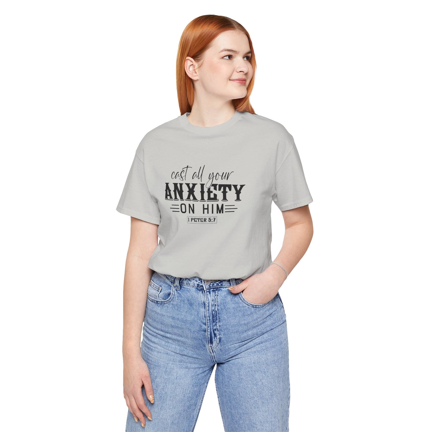 T-Shirt Cast All Your Anxiety on Him Anxiety Shirt – Christian Bible Verse Tee
