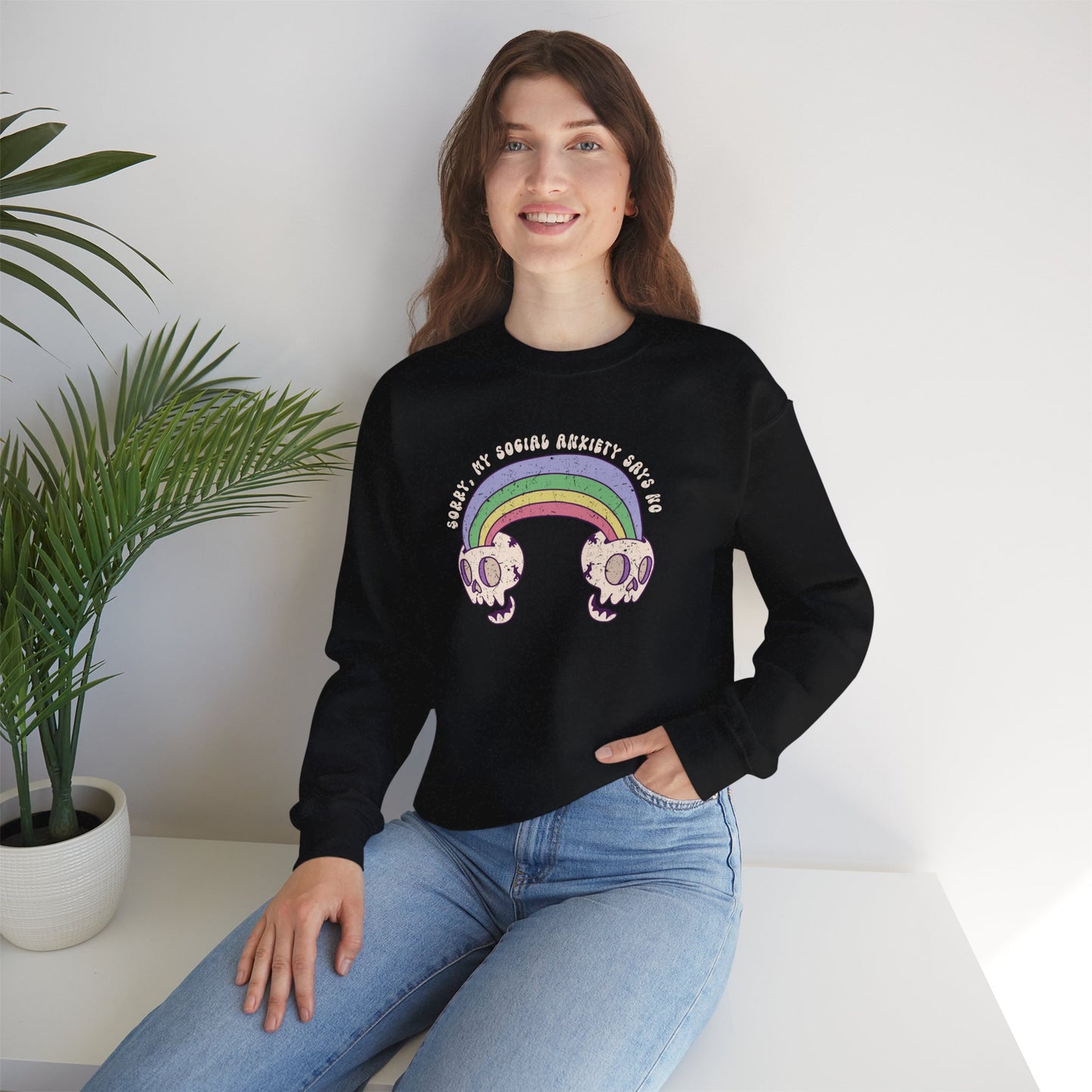Sweatshirt Sorry My Social Anxiety Says No - Gothic-Inspired Anxiety Sweatshirt