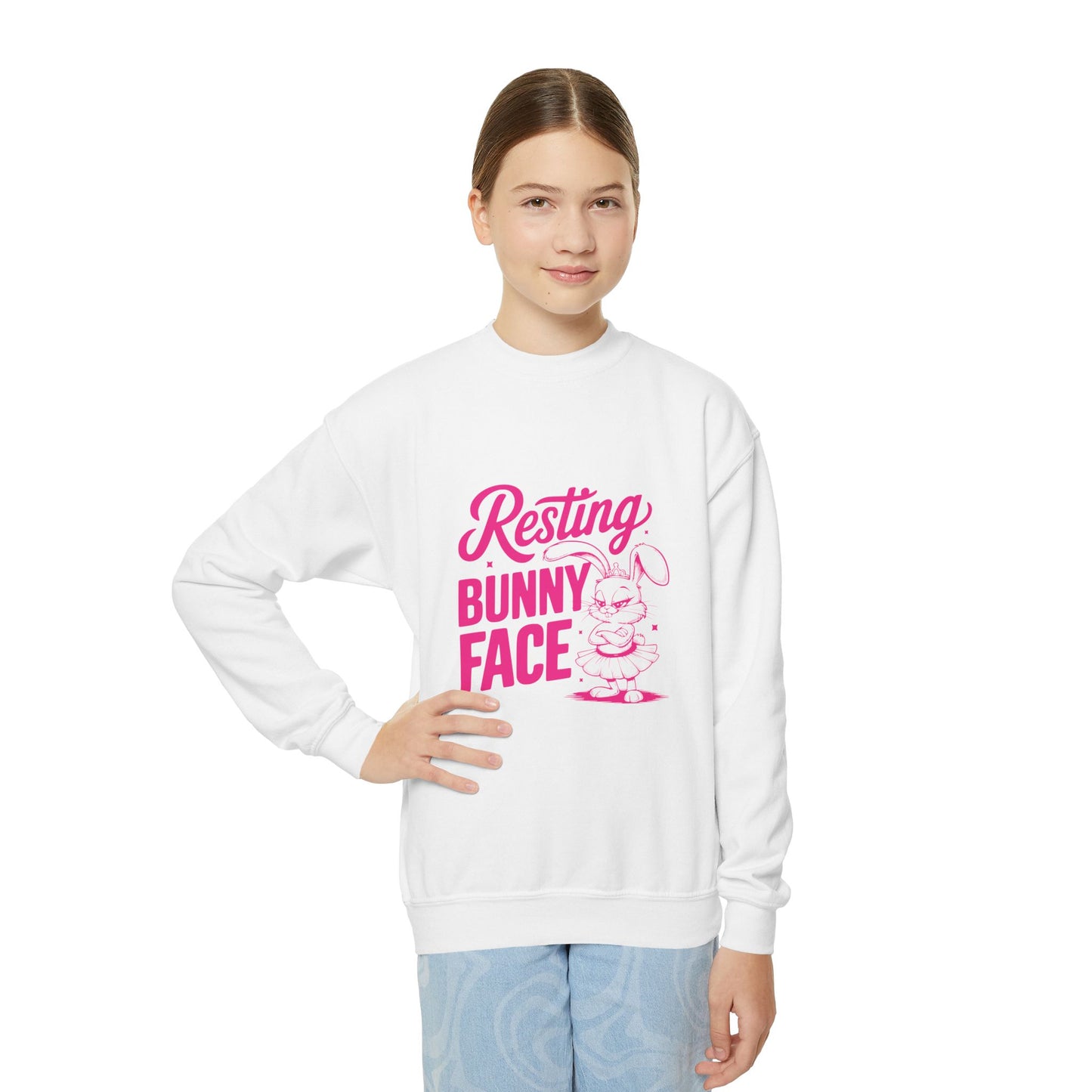 Resting Bunny Face Kids Sweatshirt | Funny Easter Sweatshirt
