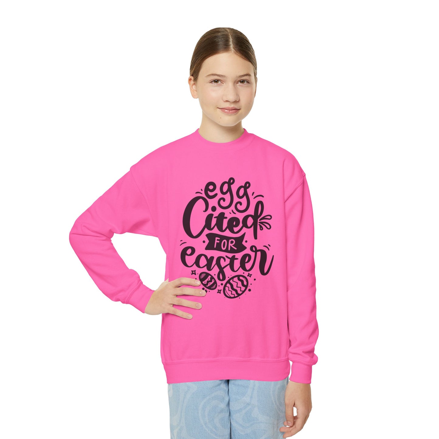 Egg-cited for Easter Kids Sweatshirt | Funny Easter Sweatshirt