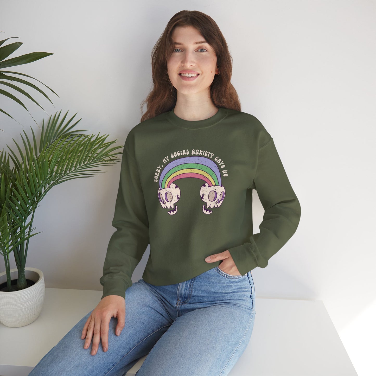 Sweatshirt Sorry My Social Anxiety Says No - Gothic-Inspired Anxiety Sweatshirt