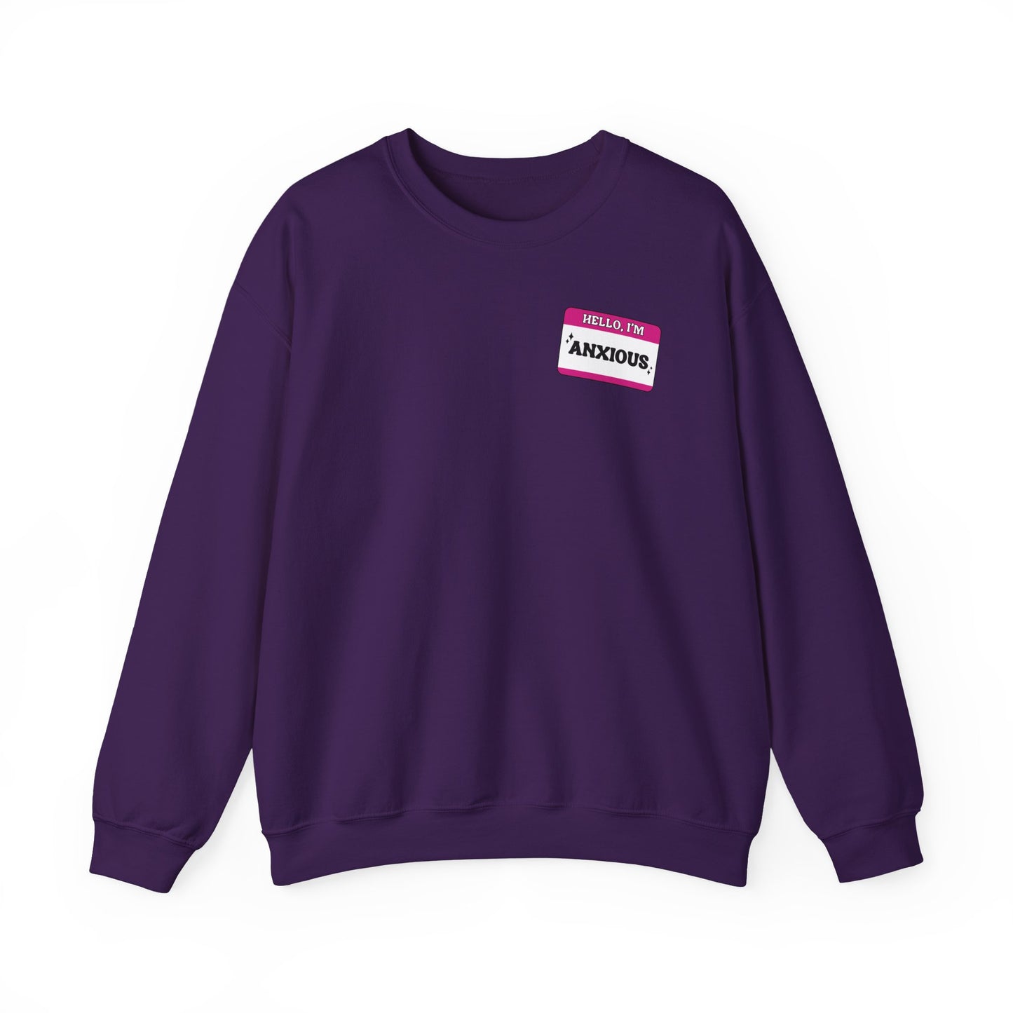 Sweatshirt Hello, I'm Anxious Nametag Sweatshirt for Socially Anxious Women