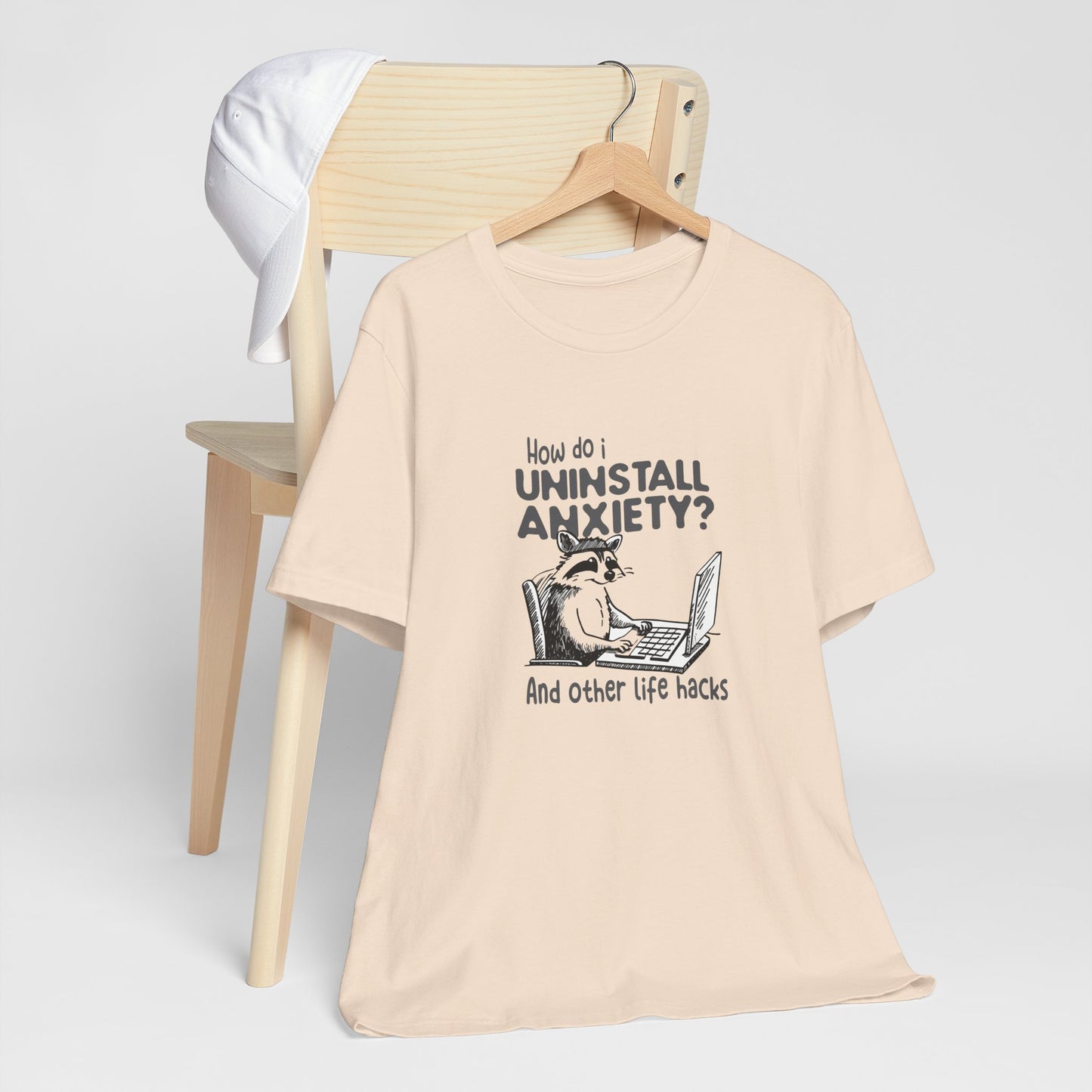 T-Shirt How Do I Uninstall Anxiety Funny Anxiety Shirt — Raccoon Graphic Tee