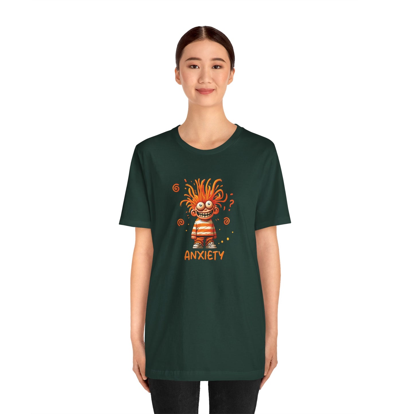 T-Shirt ANXIETY Cartoon Funny Anxiety Shirt — Mental Health Graphic Tee