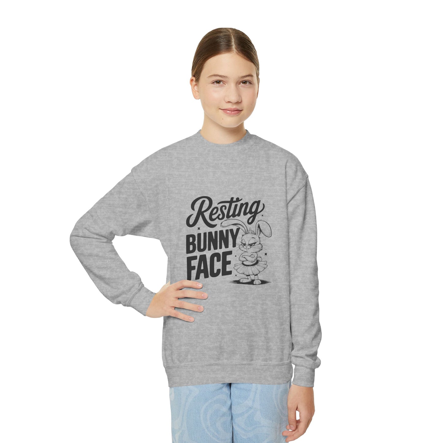 Resting Bunny Face Kids Sweatshirt | Funny Easter Sweatshirt