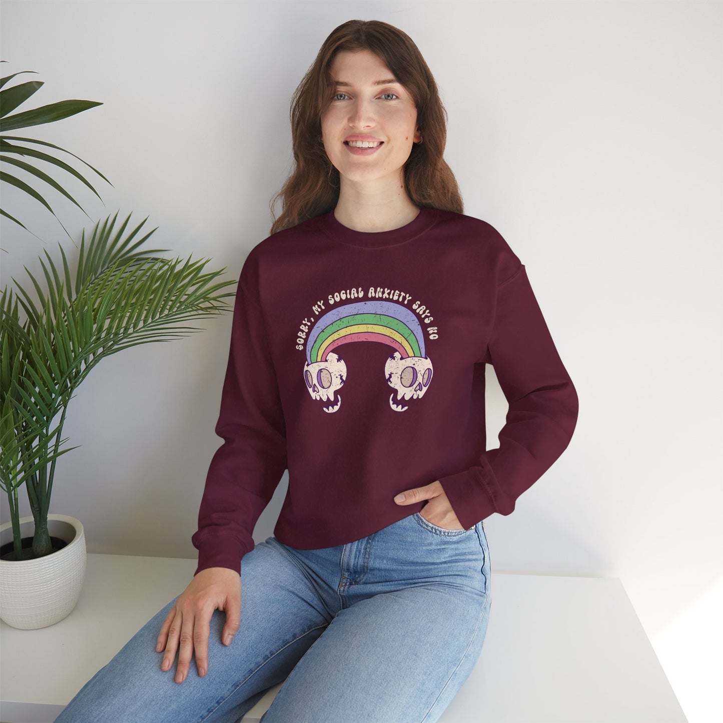 Sweatshirt Sorry My Social Anxiety Says No - Gothic-Inspired Anxiety Sweatshirt