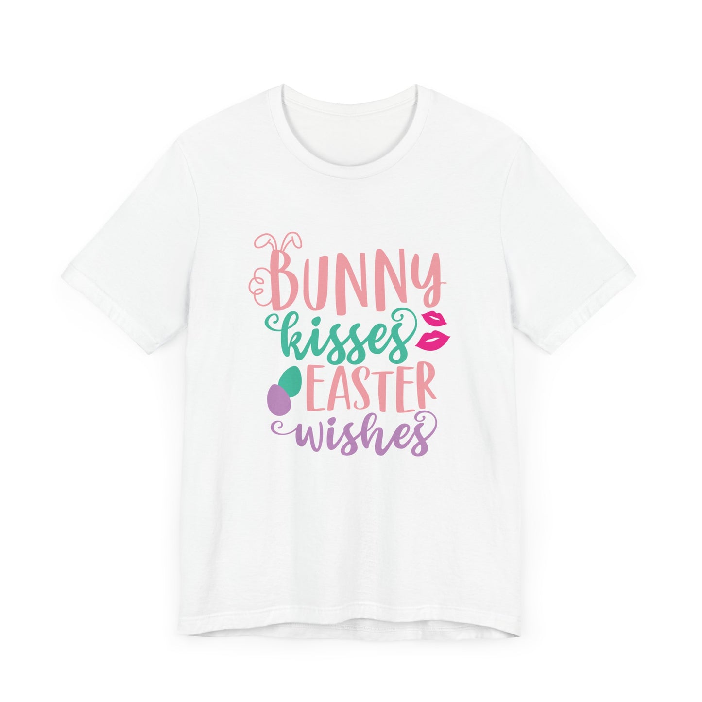Cute Easter Shirt – Bunny Kisses & Easter Wishes Tee for Women | Family Easter Tee