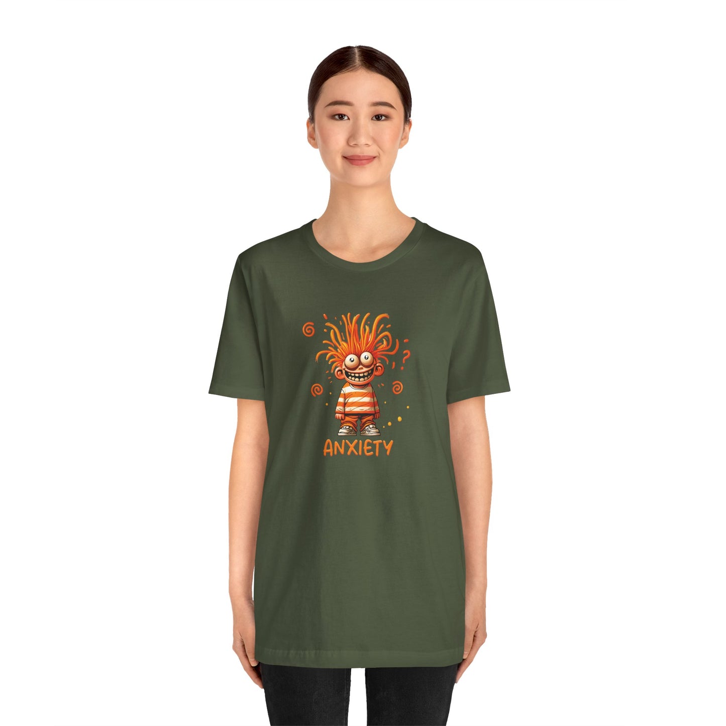 T-Shirt ANXIETY Cartoon Funny Anxiety Shirt — Mental Health Graphic Tee