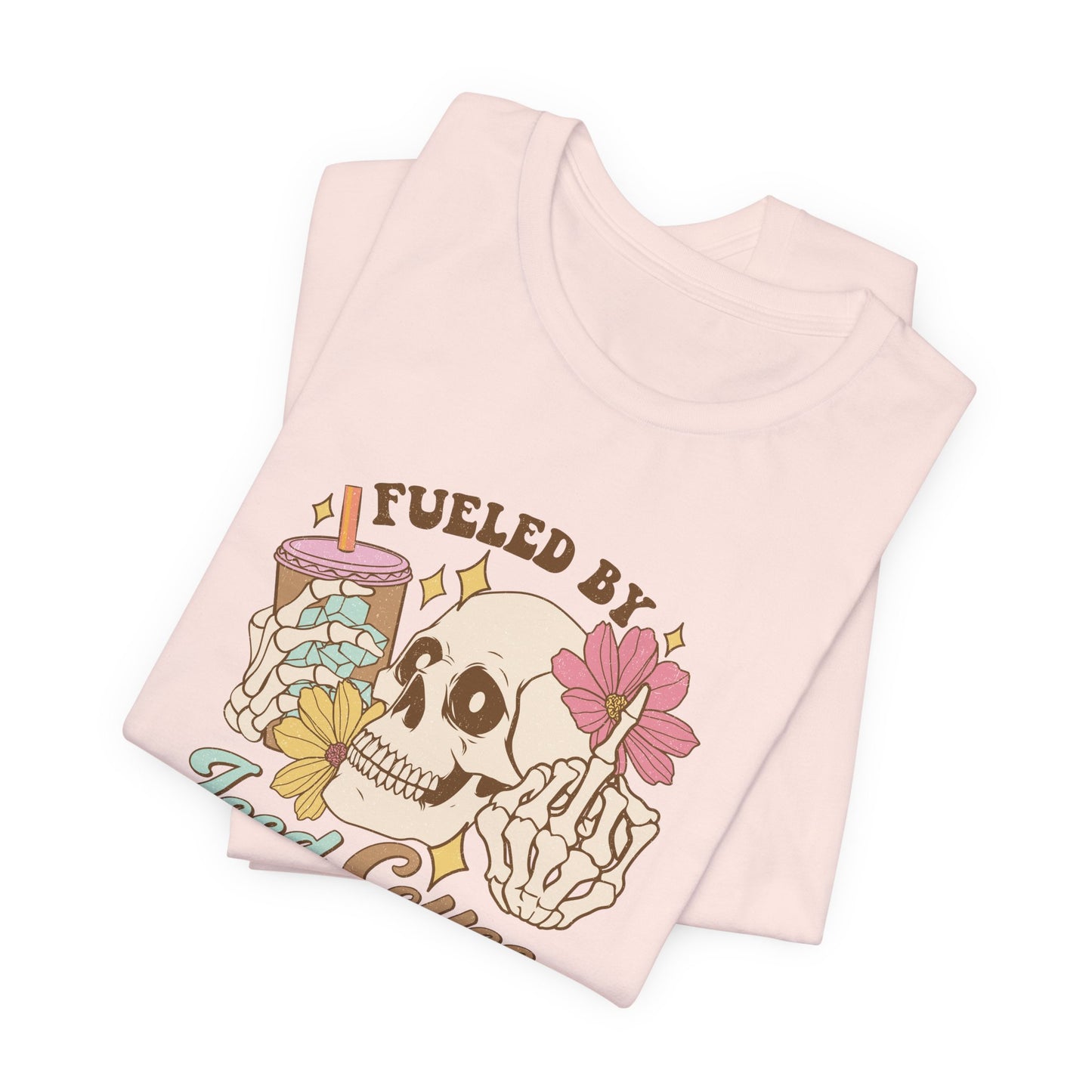 T-Shirt Fueled by Iced Coffee & Anxiety Shirt – Funny Anxiety Graphic Tee