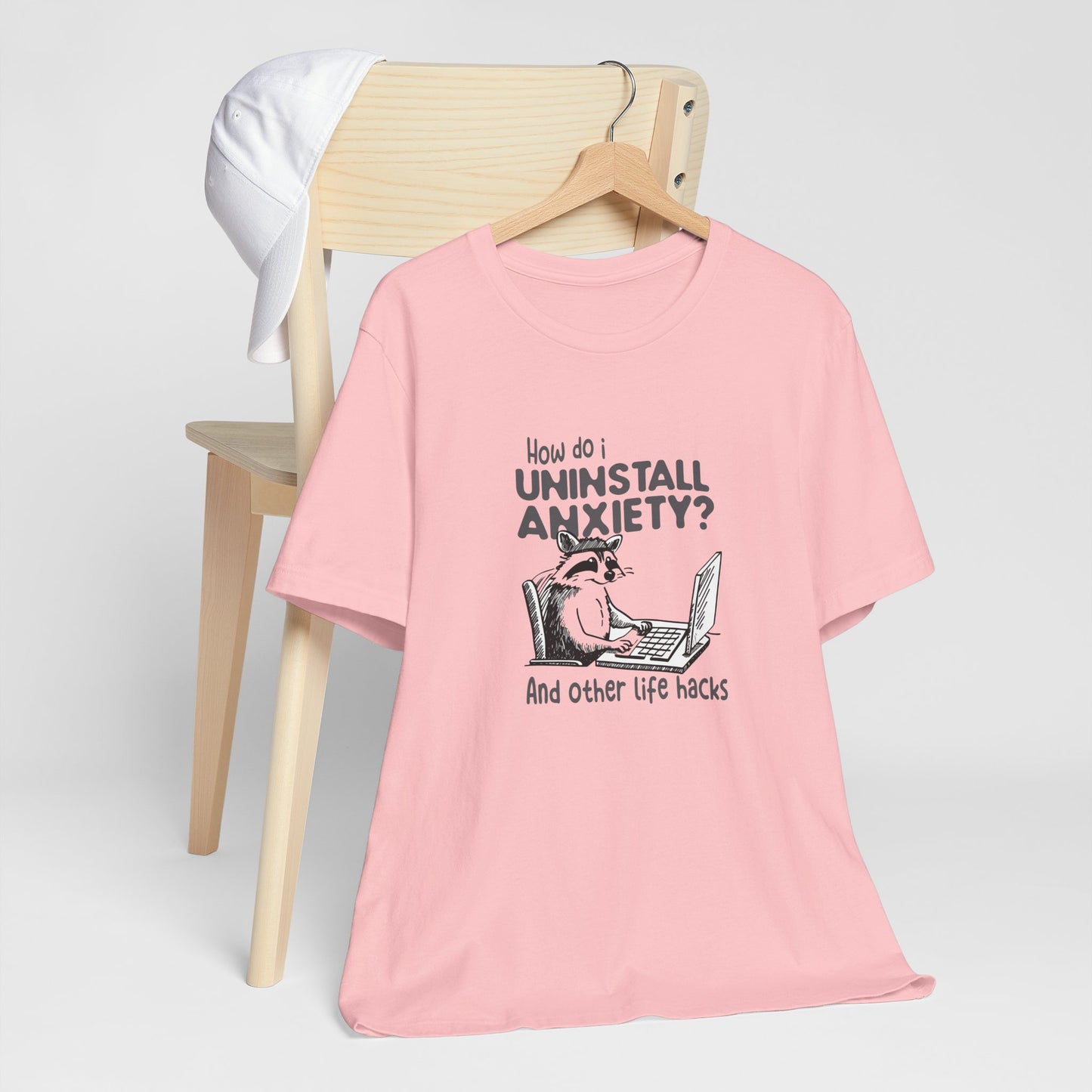 T-Shirt How Do I Uninstall Anxiety Funny Anxiety Shirt — Raccoon Graphic Tee