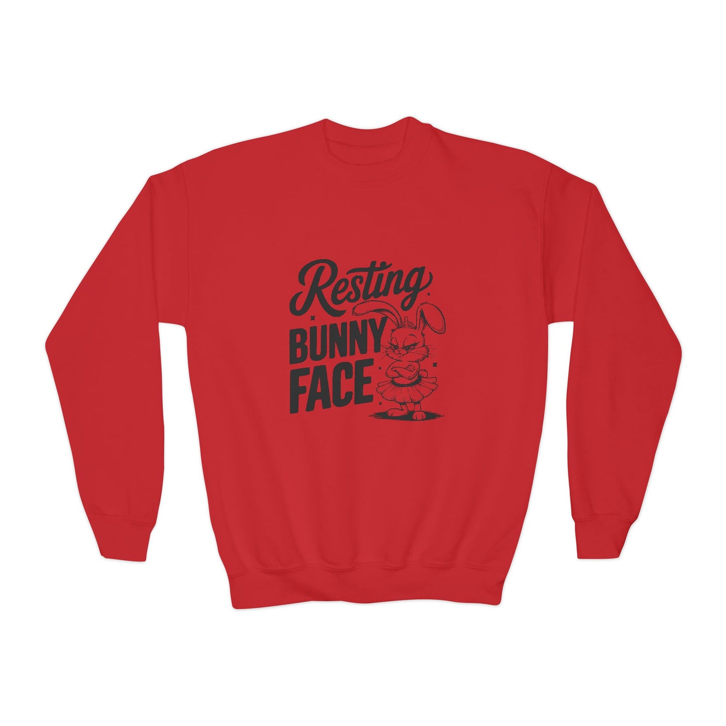 Red Resting Bunny Face Kids Sweatshirt | Funny Easter Sweatshirt