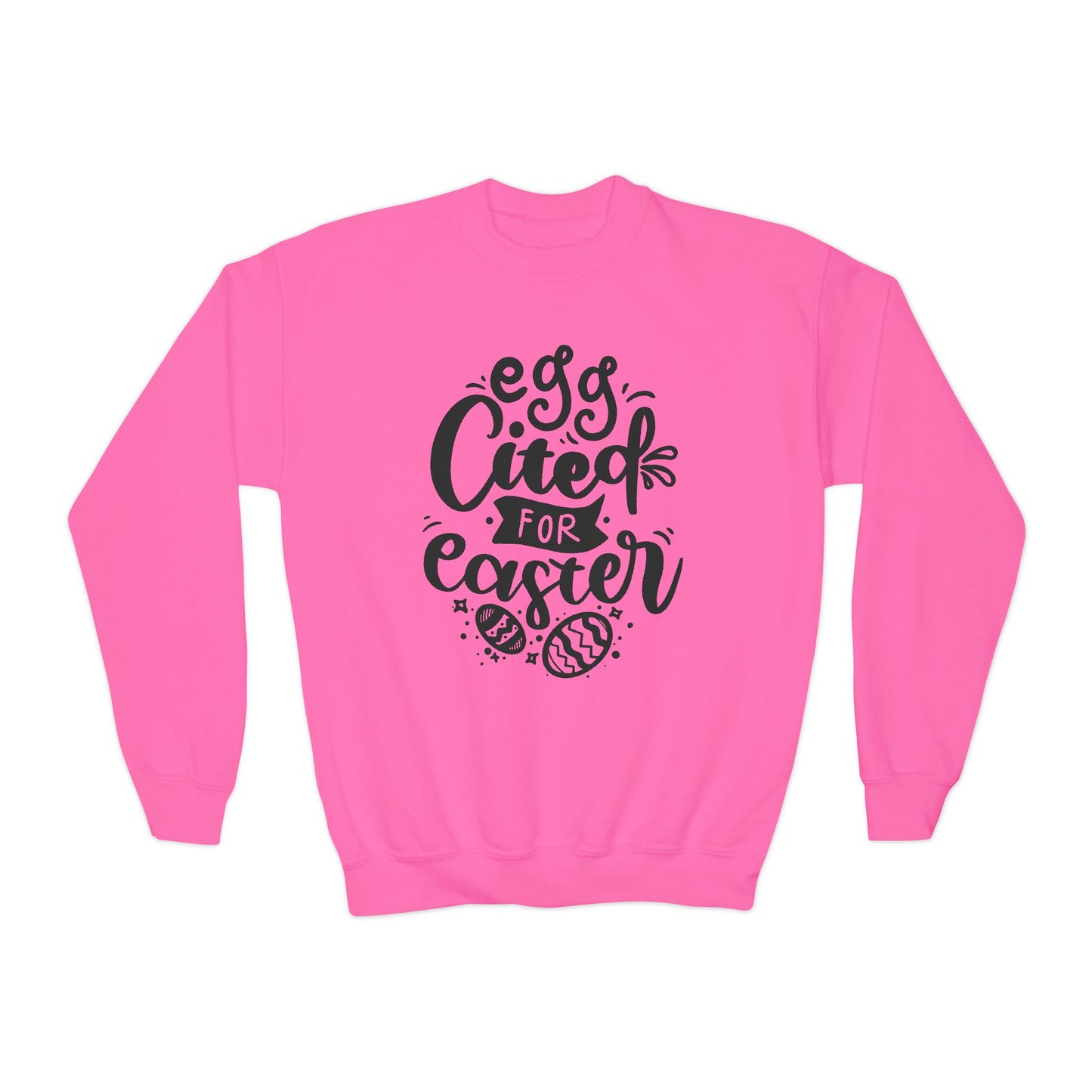 Safety Pink Egg-cited for Easter Kids Sweatshirt | Funny Easter Sweatshirt