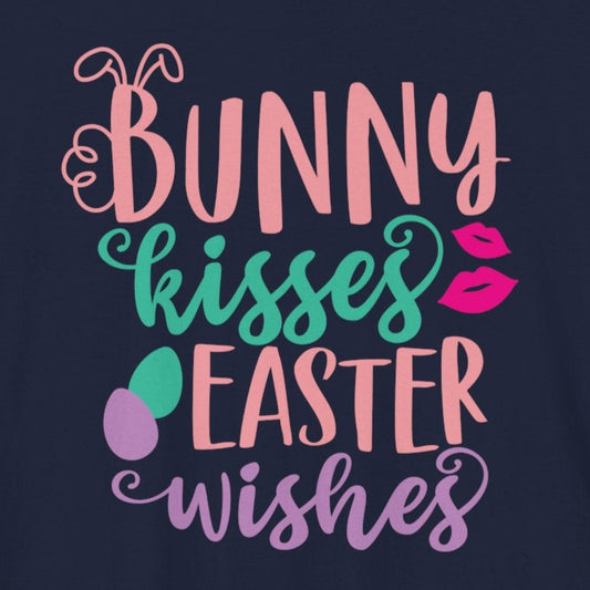 T-Shirt Cute Easter Shirt – Bunny Kisses & Easter Wishes Tee for Women | Family Easter Tee