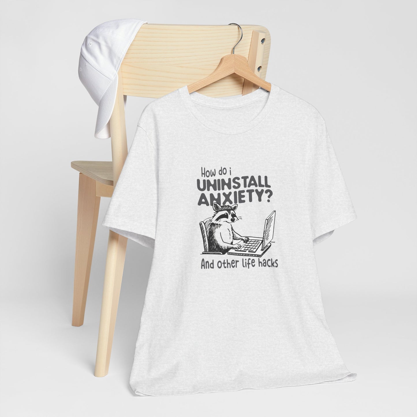T-Shirt How Do I Uninstall Anxiety Funny Anxiety Shirt — Raccoon Graphic Tee