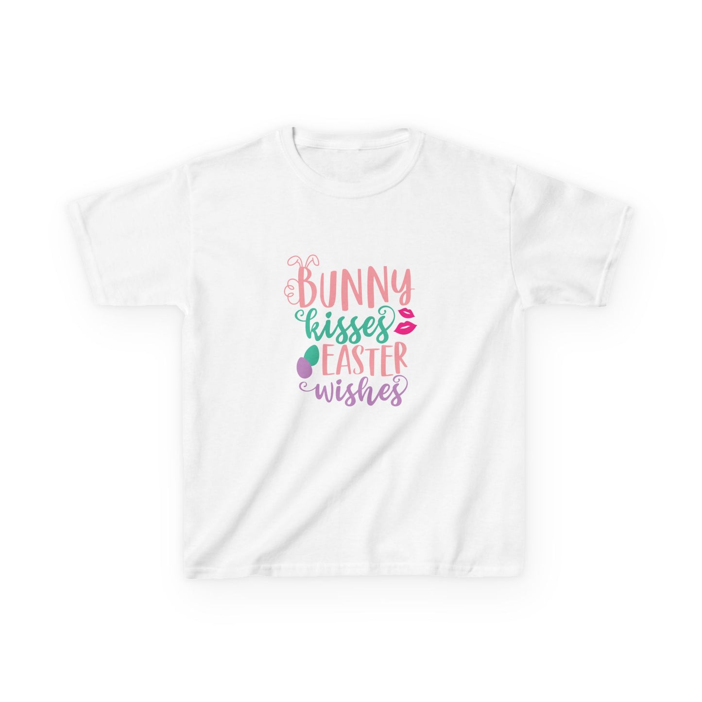 White Bunny Kisses & Easter Wishes Kids Easter Shirt | Cute Easter Tee