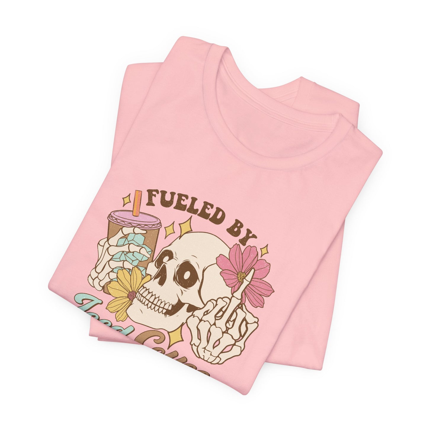 T-Shirt Fueled by Iced Coffee & Anxiety Shirt – Funny Anxiety Graphic Tee