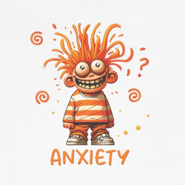 T-Shirt ANXIETY Cartoon Funny Anxiety Shirt — Mental Health Graphic Tee